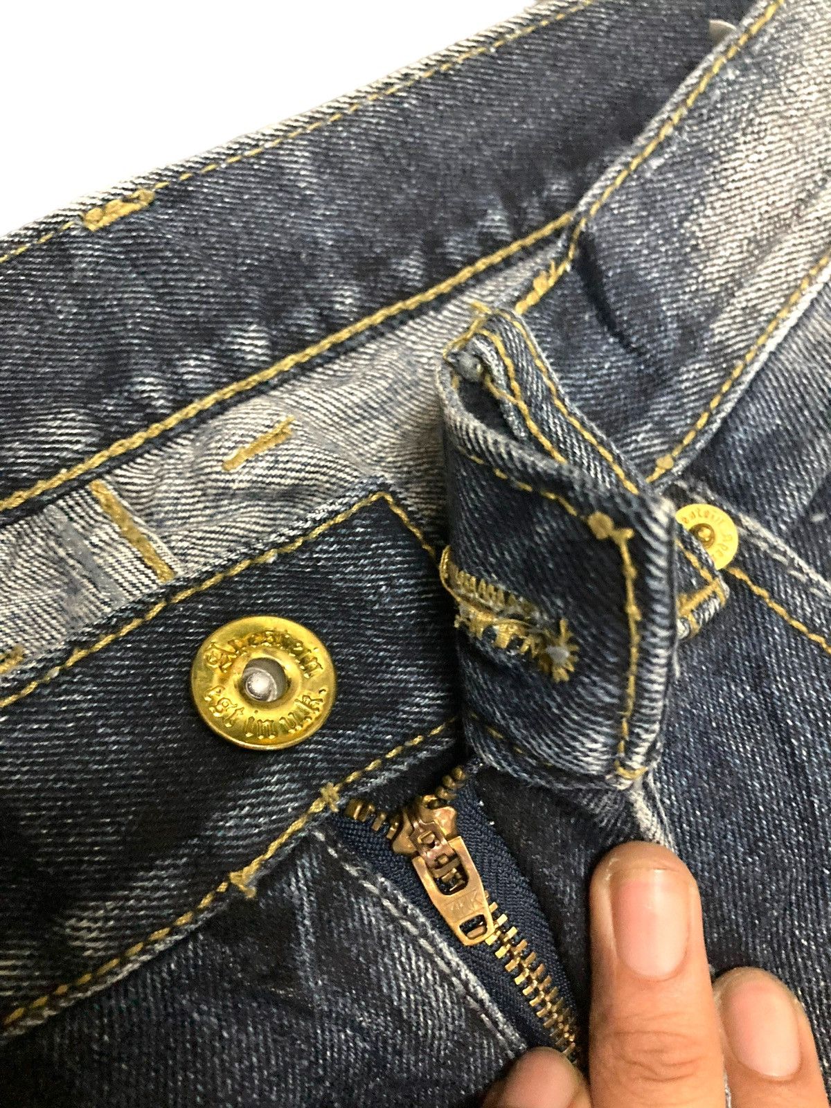Japanese Brand Vintage 90s Punk Apestein Gold Line Jeans Size US 34 / EU 50 - 6 Thumbnail