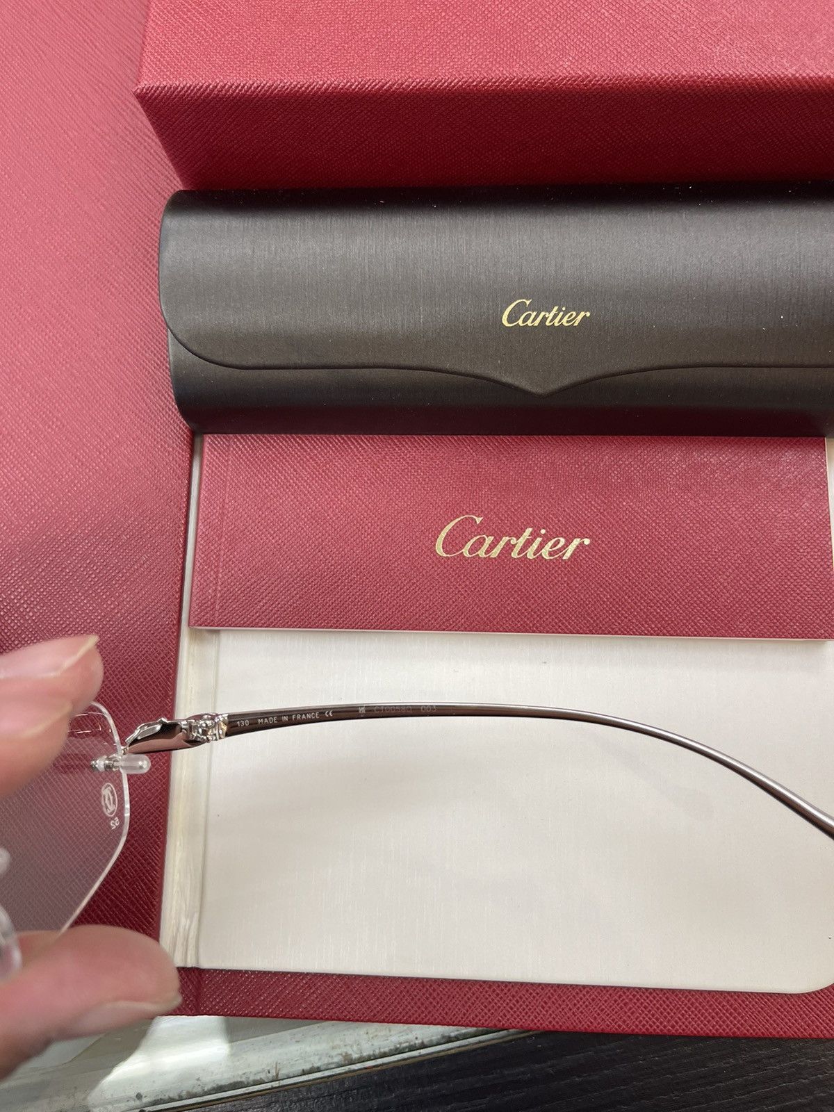 Cartier NEW Cartier Platinum Panther Eyeglasses Glasses CT0058 Size ONE SIZE - 4 Thumbnail