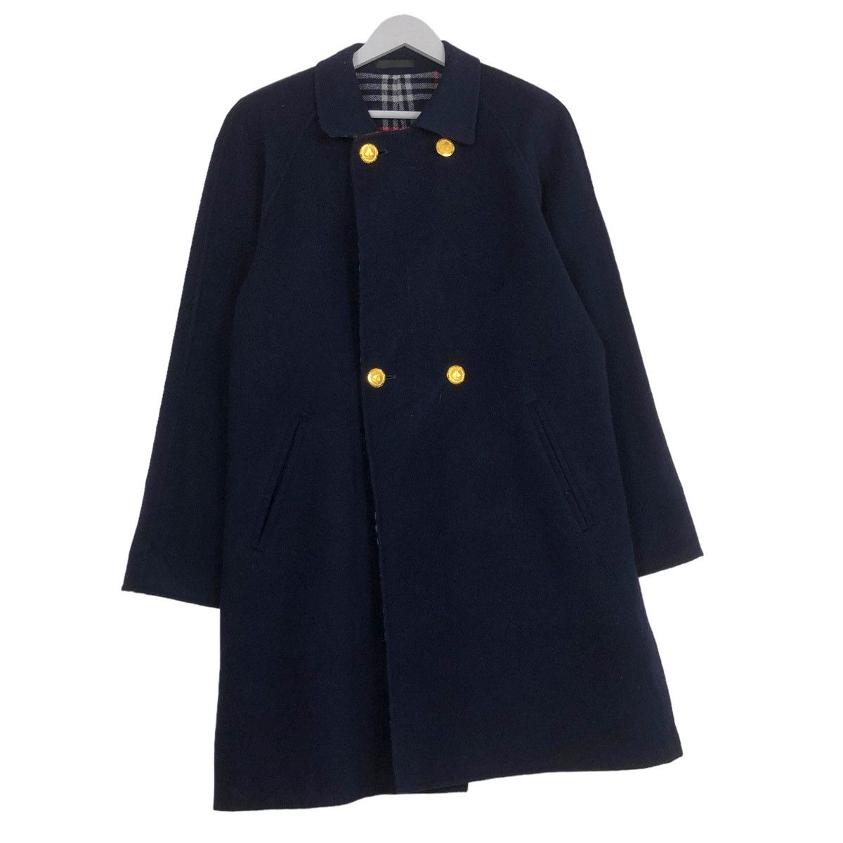 Burberry × Burberry Prorsum × Vintage 💥BURBERRYS NOVA CHECK VINTAGE NAVY WOOL LONG JACKET Size US L / EU 52-54 / 3 - 3 Thumbnail