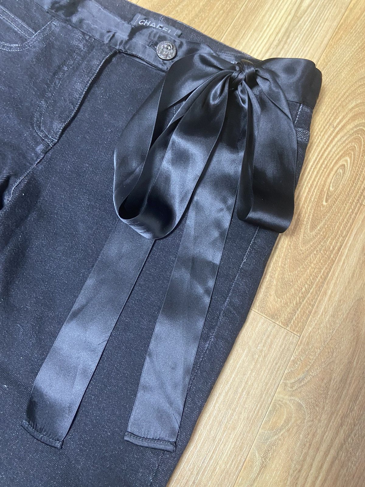 Chanel 36 Chanel waist tie ribbons denim pants jeans Size 26" / US 2 / IT 38 - 3 Thumbnail