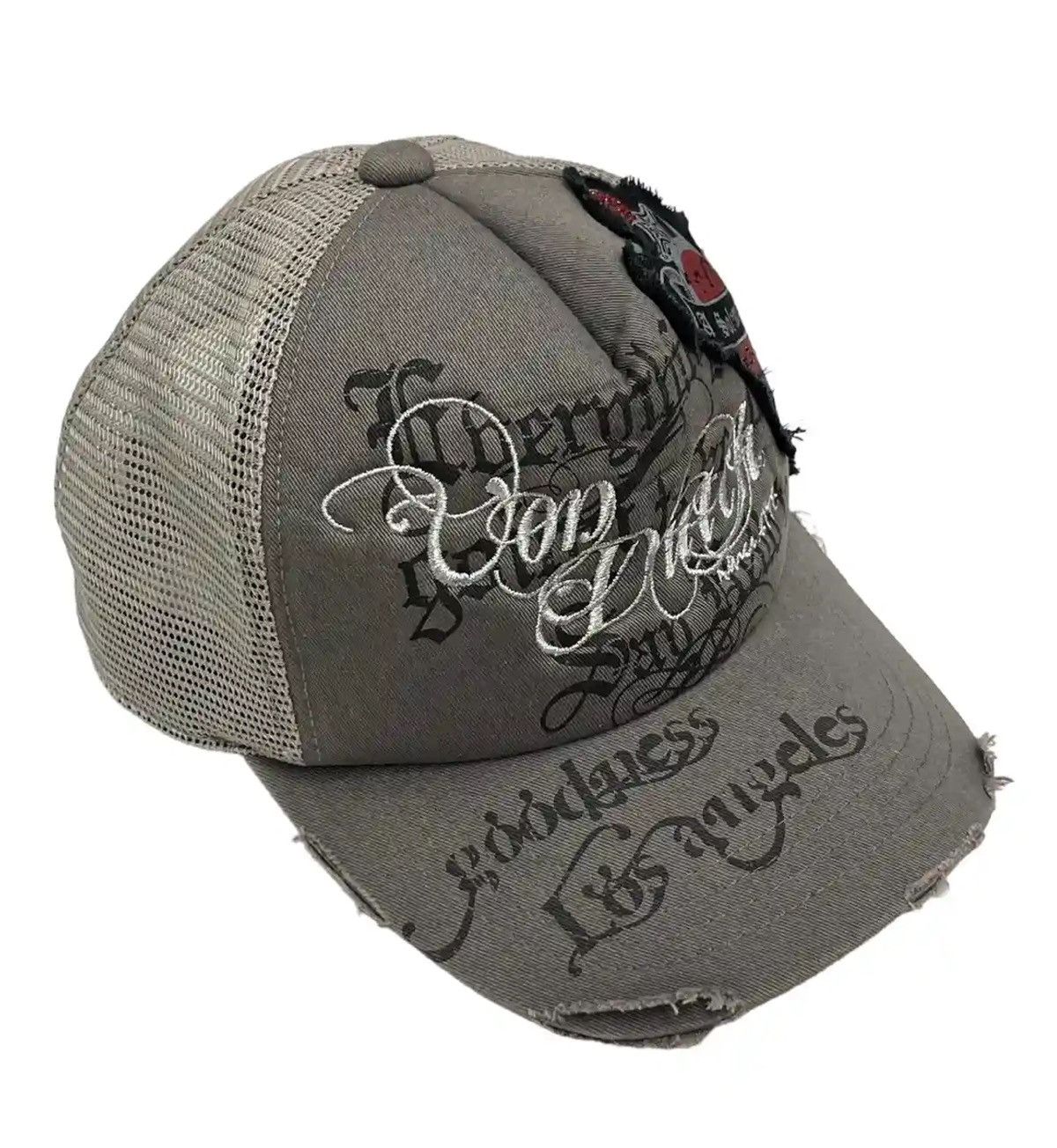 Von Dutch Von Dutch Distressed LA Script Heart Patch Trucker Hat Y2K Size ONE SIZE - 7 Thumbnail