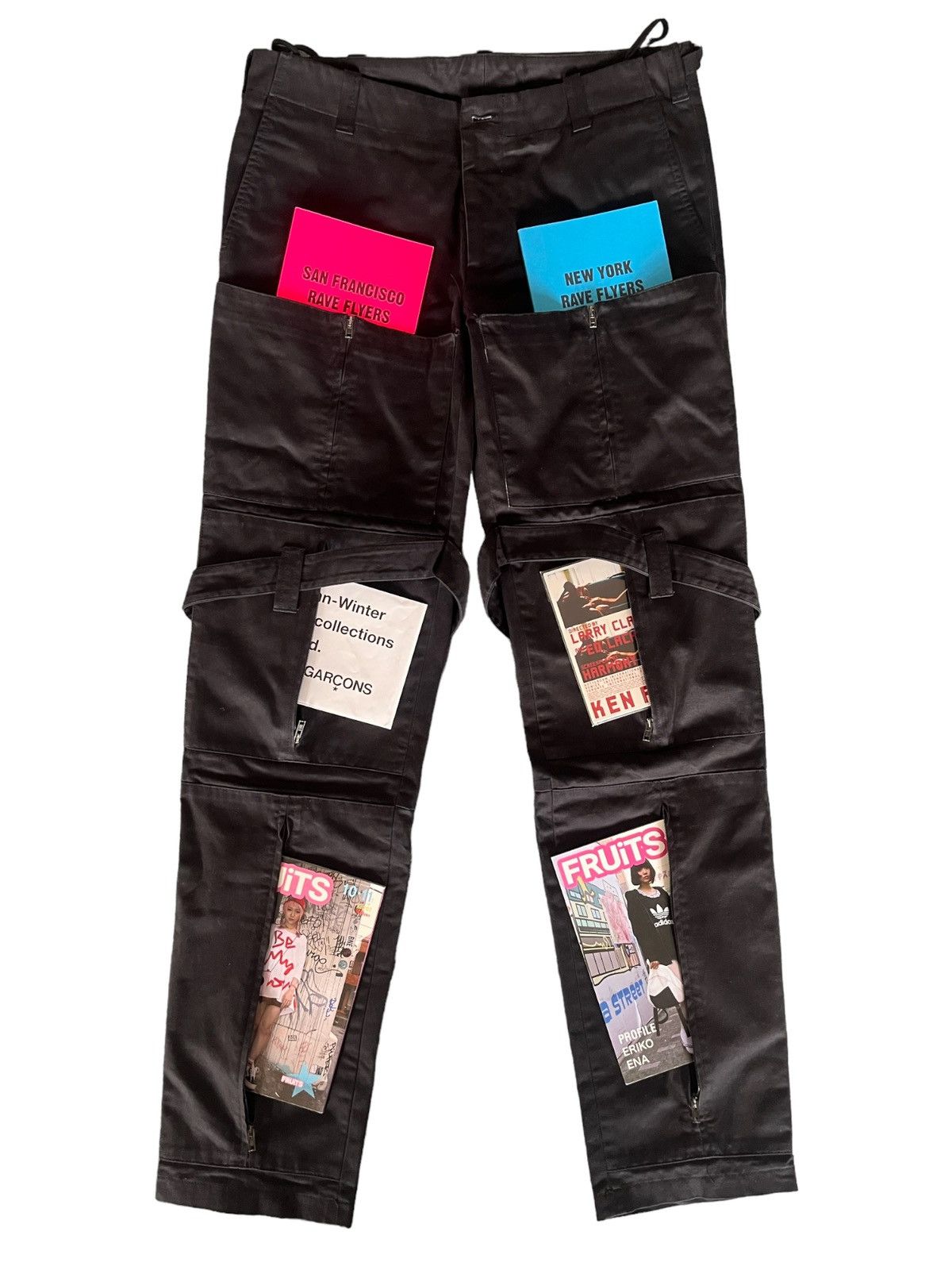 image of Helmut Lang Aw99 10 Pocket Zip Bondage Cargos From Seance De Travail in Black, Men's (Size 32)