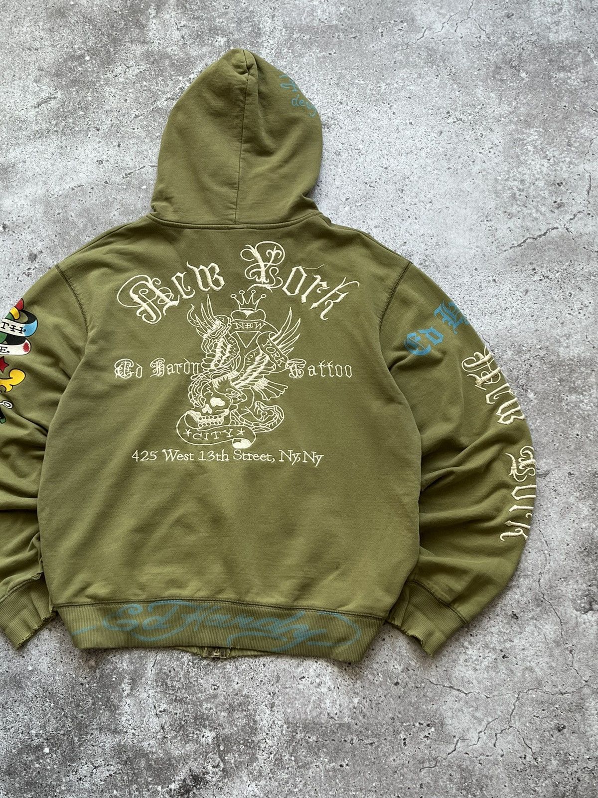 Christian Audigier × Ed Hardy × Vintage Vintage Ed Hardy Zip Up Hoodie Rare Big Logo Size US L / EU 52-54 / 3 - 19 Thumbnail