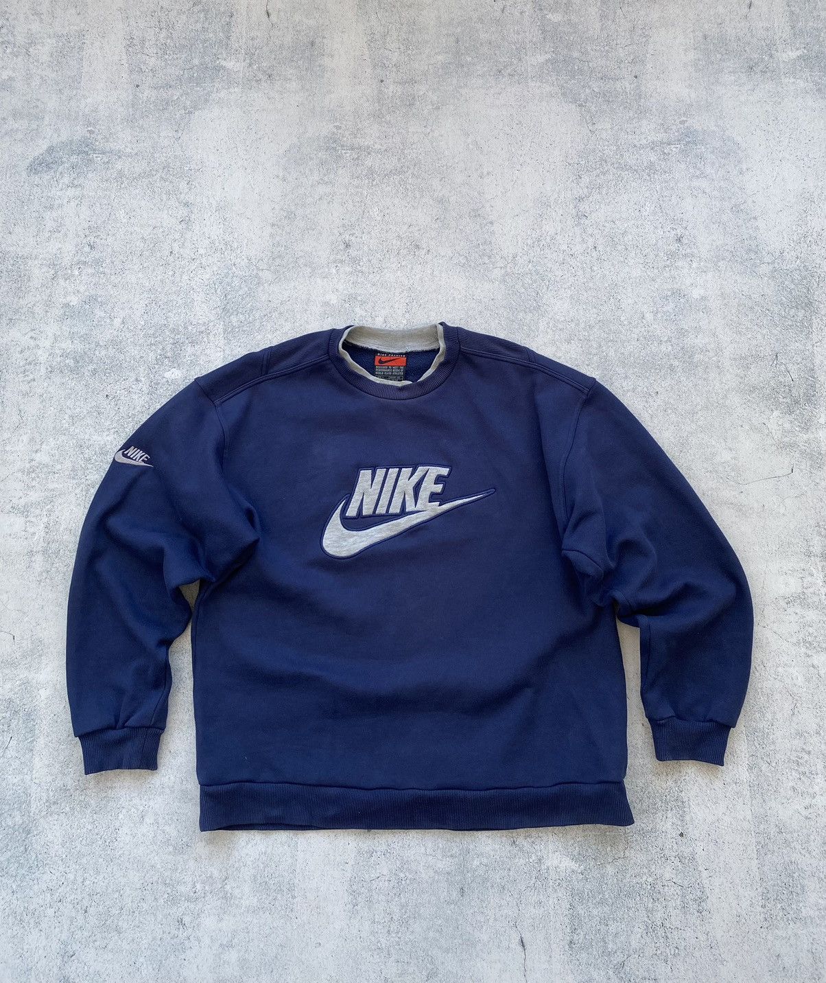 image of 90's Nike Premier Heavy Cotton Boxy Sweatshirt in Navy Blue, Men's (Size Large)