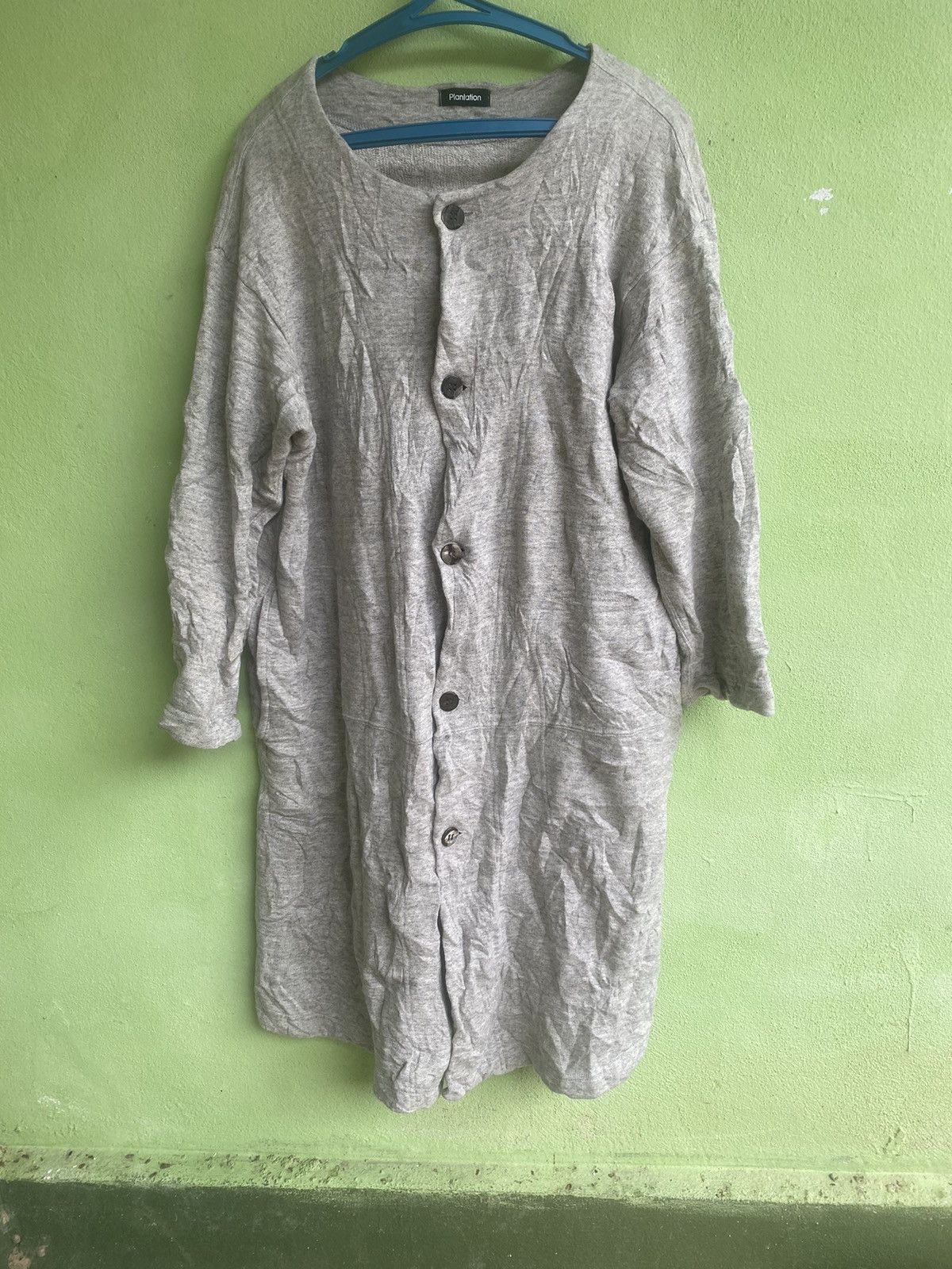 image of Issey Miyake Plantation Long Cardigan Sweater Jacket in Grey, Men's (Size Medium)