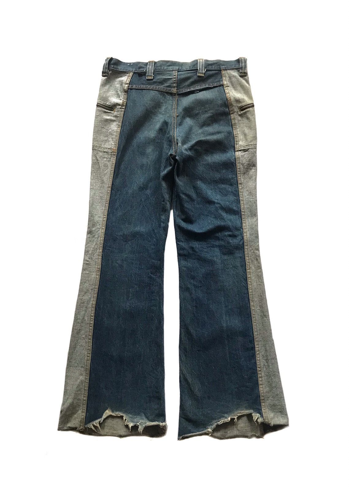If Six Was Nine VINTAGE 70'S LEE GEMINI REVERSIBLE TWO TONED FLARE JEANS Size US 31 - 3 Thumbnail