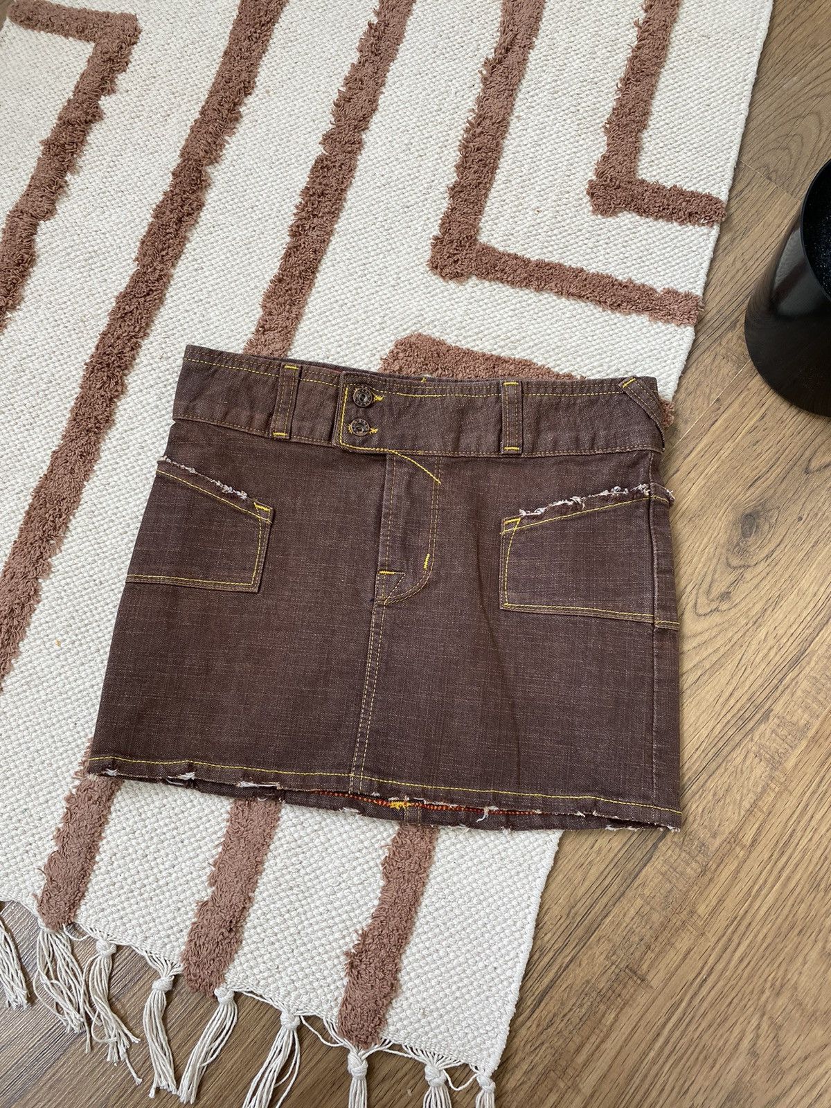 Von Dutch VINTAGE RARE VON DUTCH MINI JEANS BROWN SKIRT Size 27" / US 4 / IT 40 - 4 Thumbnail