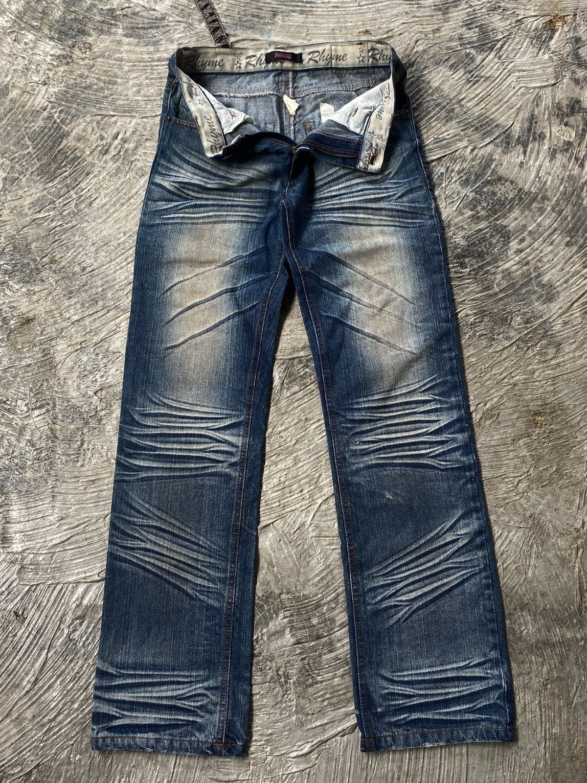 Japanese Brand 🔥BINDING NOW❗️Rhyme Jeans Whiskered Denim Size US 30 / EU 46 - 11 Thumbnail