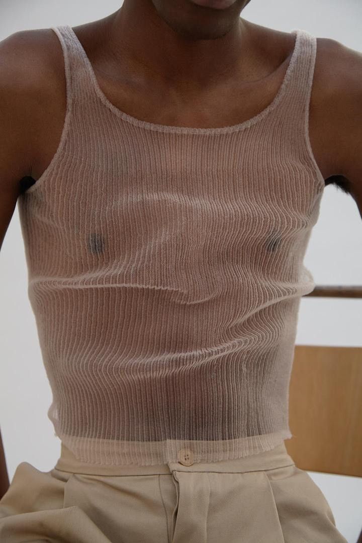 Nude / blush monofilament tank top