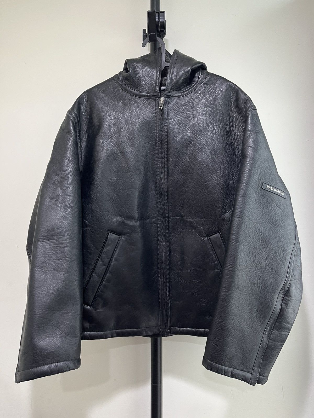 Balenciaga Balenciaga Leather Jacket Hoodie Size XXS / US 00 / IT 34 - 1 Thumbnail
