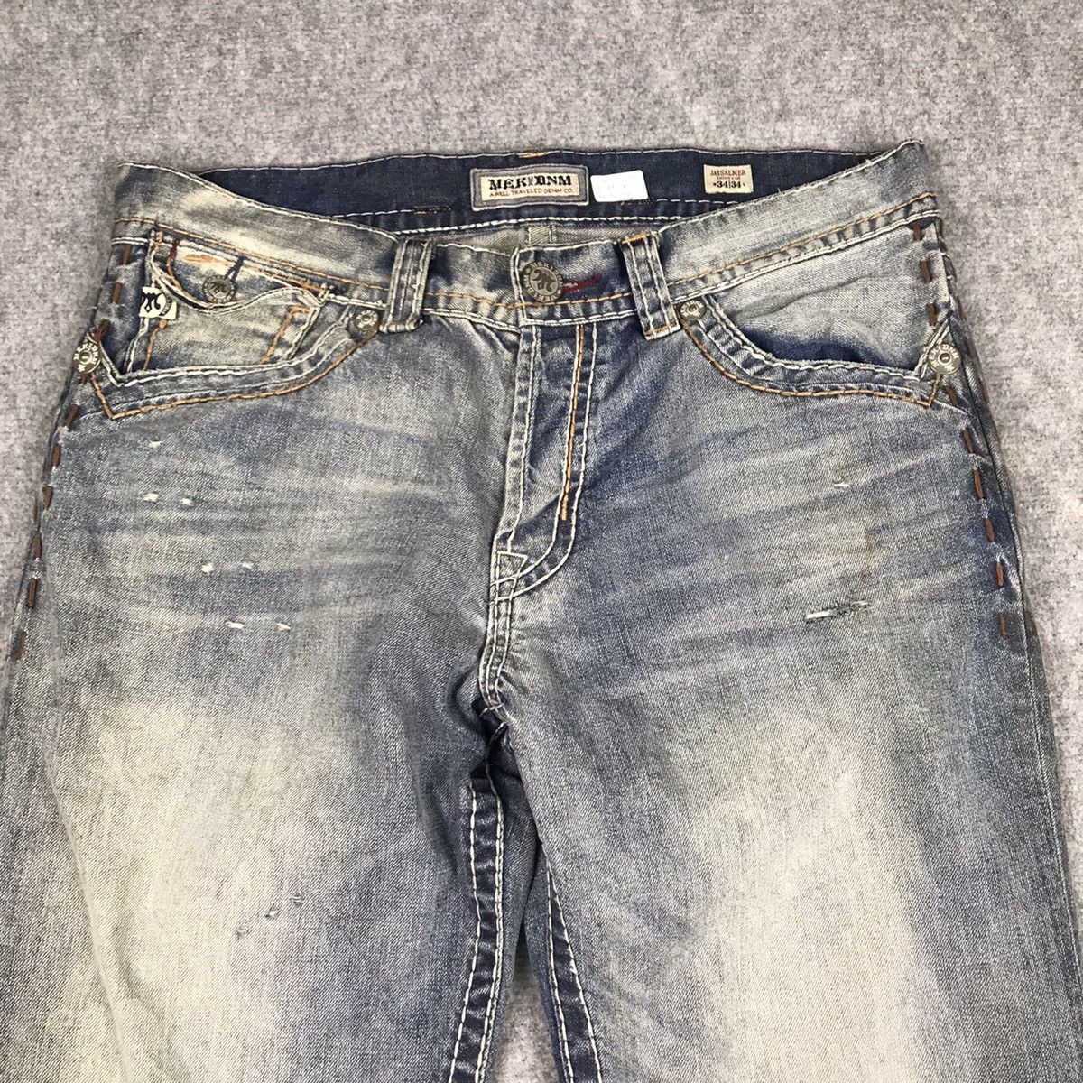 Japanese Brand × Mek Denim BLUE FADED🔥MEK DENIM DISTRESSED DENIM PANTS Size US 34 / EU 50 - 7 Thumbnail