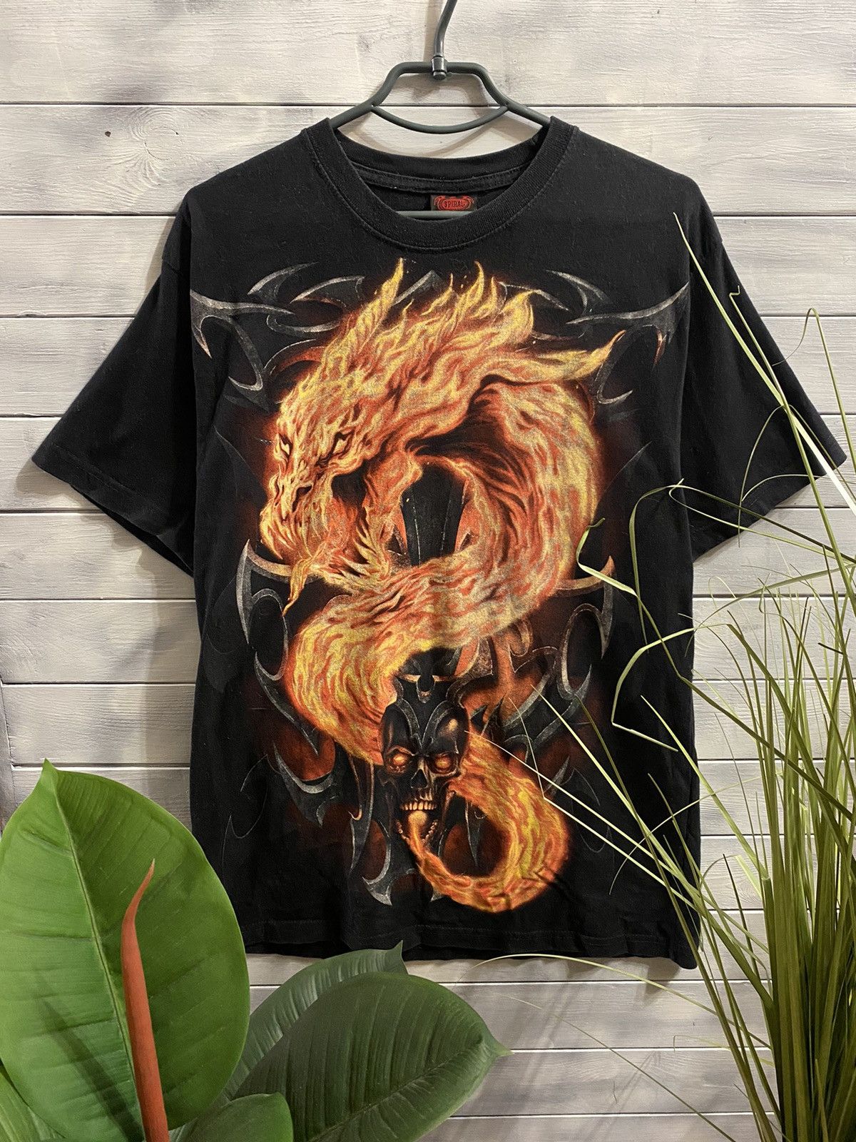 Vintage Rare Vintage T-Shirt Fire Dragon Skeleton. Y2K style. Punk Size US M / EU 48-50 / 2 - 1 Thumbnail