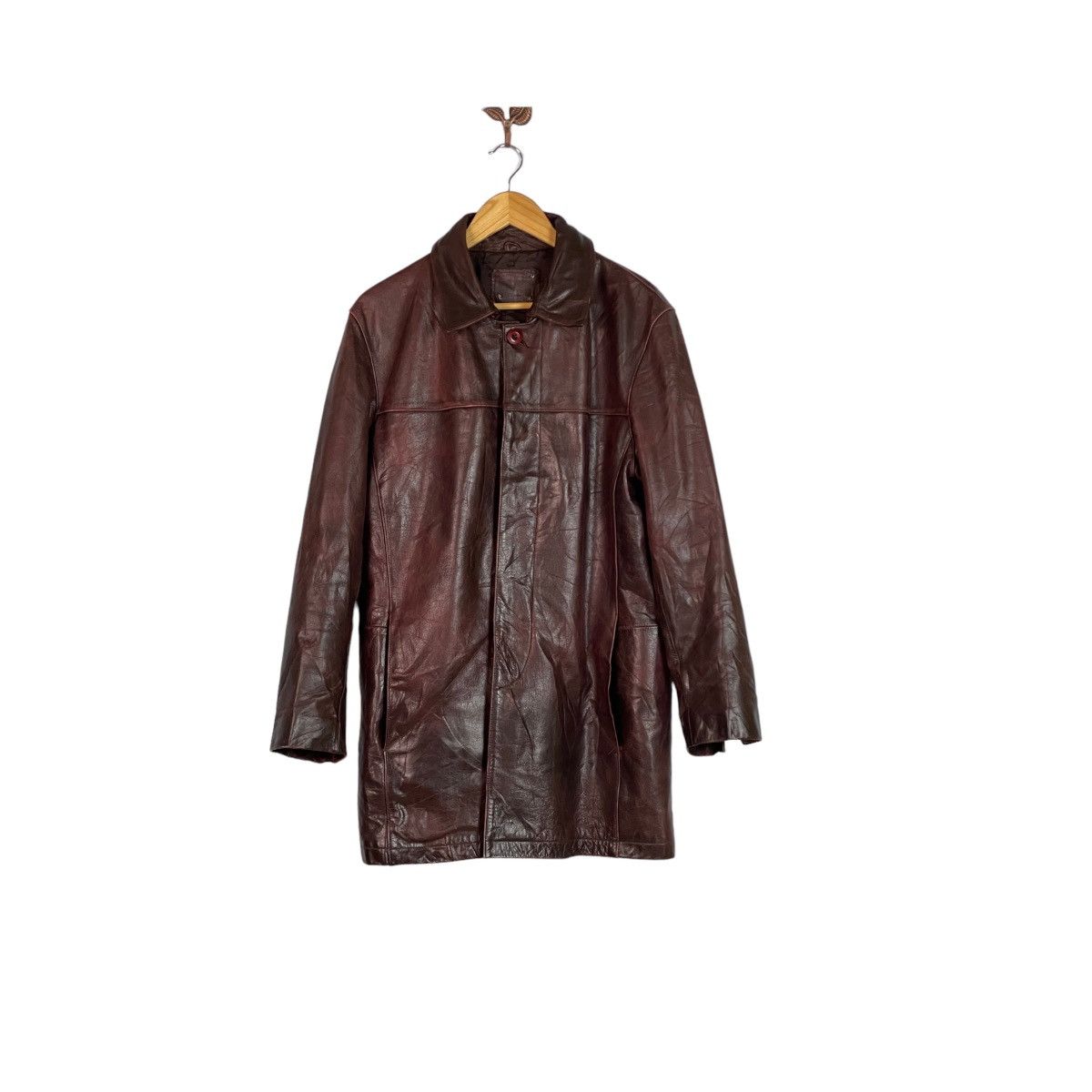image of Leather Jacket x The Suits The Suit Company Cowhide Leather Long Jacket, Men's (Size Large)