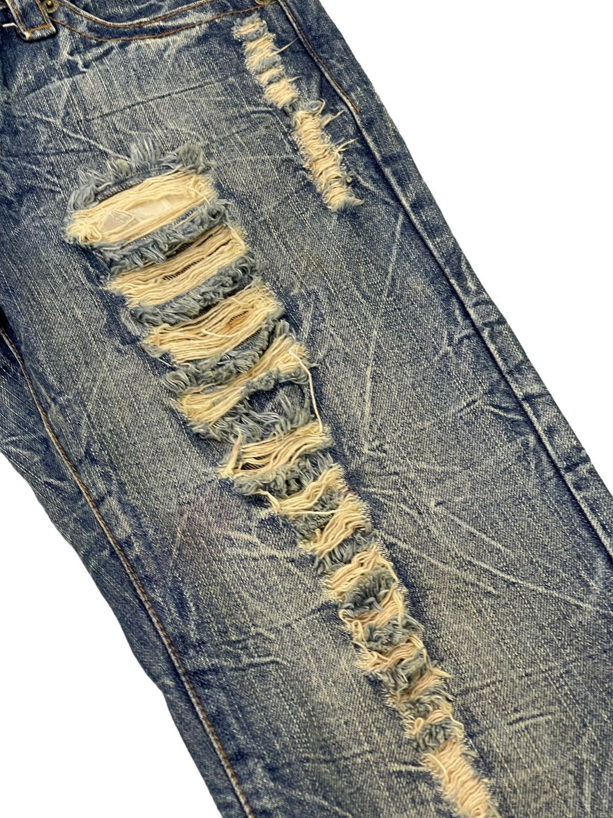 Japanese Brand Distress Jeans K.U.I Acid Wash Low Rise Denim Straight 5🟦9 Size US 30 / EU 46 - 18 Thumbnail