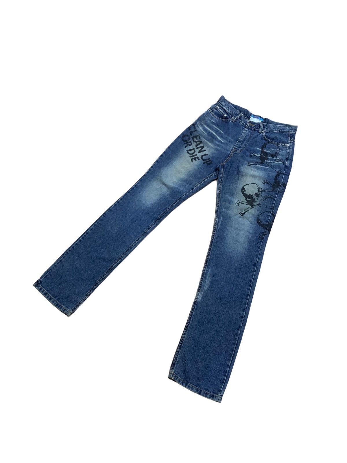 If Six Was Nine × Le Grande Bleu (L.G.B.) × Who Decides War Katharine Hamnett Clean Up Or Die Punk Jeans Size US 31 - 7 Thumbnail