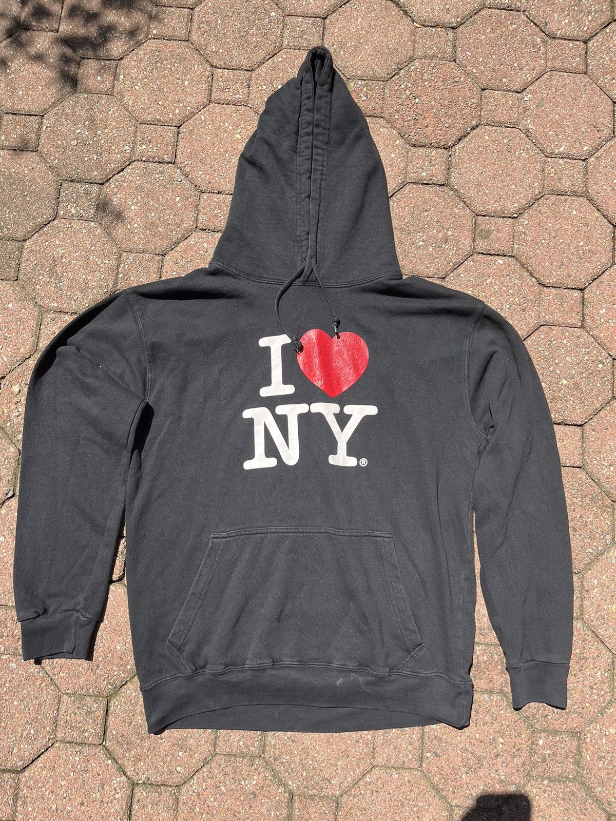 Vintage Vintage “I Heart NY” Black Faded Hoodie Y2K Size US XL / EU 56 / 4 - 8 Thumbnail