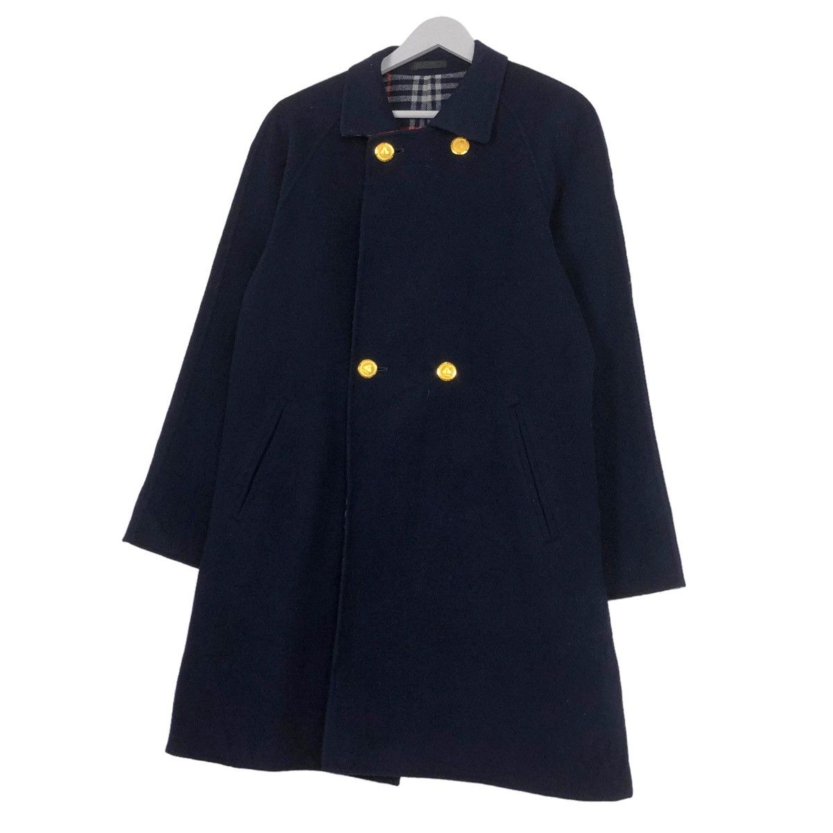 Burberry × Burberry Prorsum × Vintage 💥BURBERRYS NOVA CHECK VINTAGE NAVY WOOL LONG JACKET Size US L / EU 52-54 / 3 - 4 Thumbnail