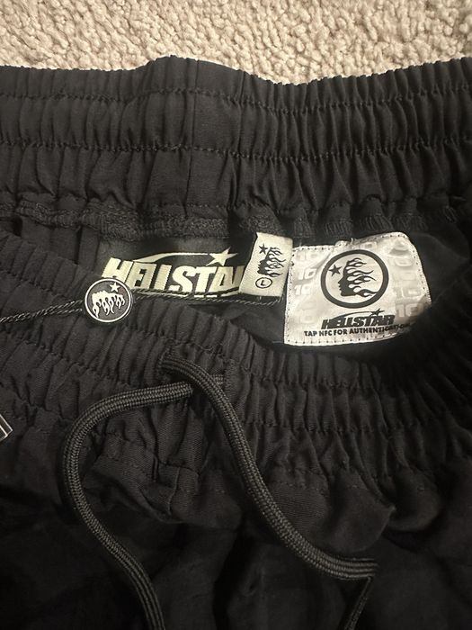 HELLSTAR Hellstar waxed nylon athletic shorts black large | Grailed