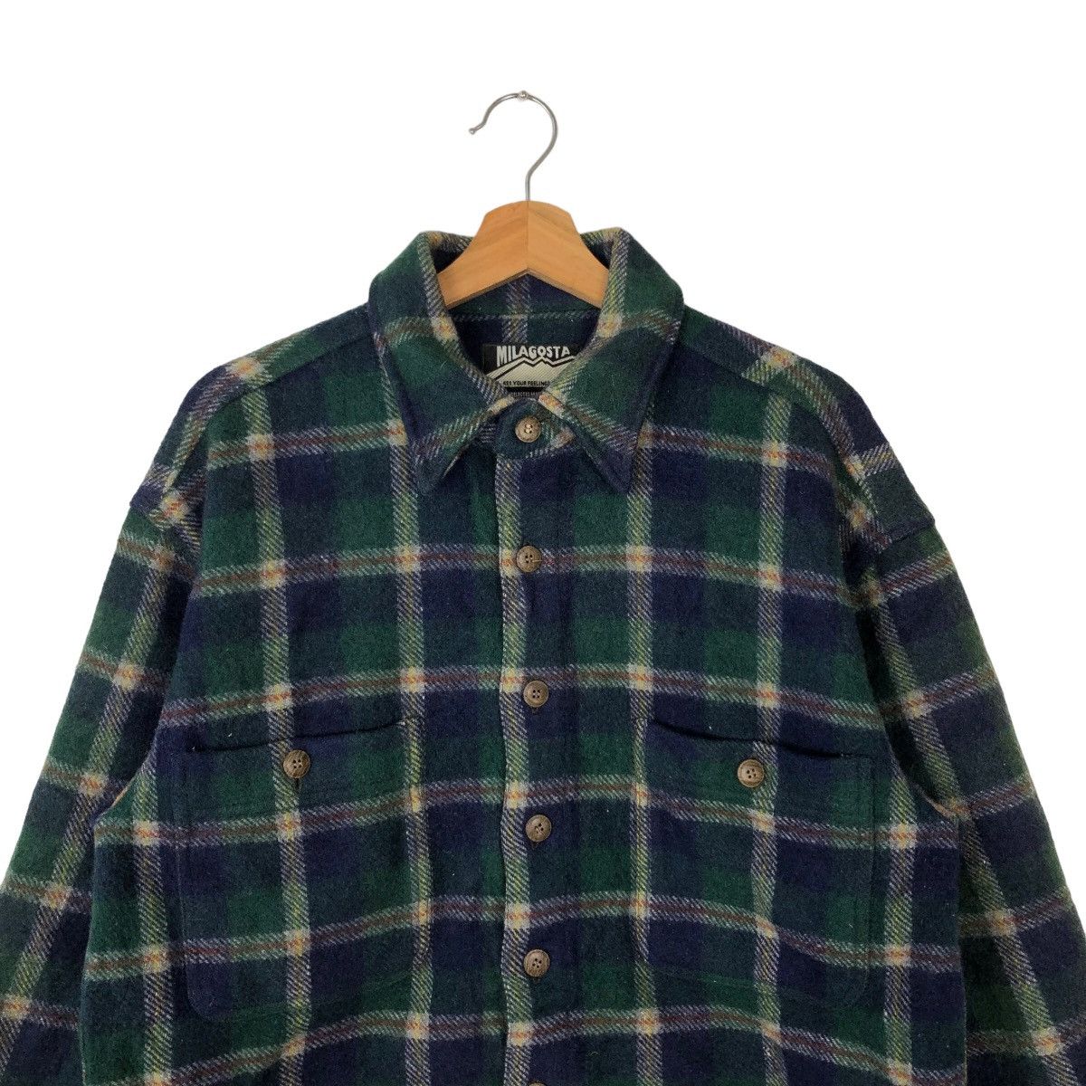 Flannel VINTAGE FLANNEL WOOL JACKET TARTAN DESIGN MILAGOSTA JAPAN Size US L / EU 52-54 / 3 - 2 Thumbnail
