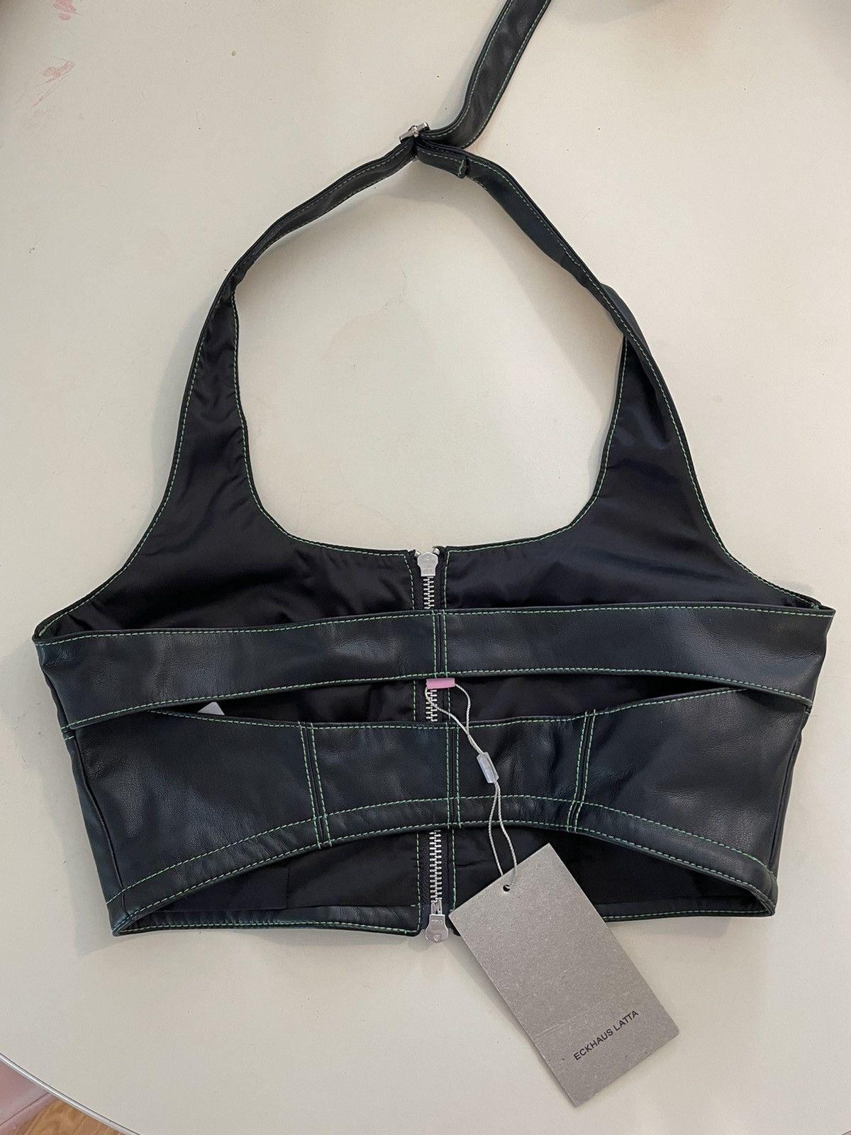 Eckhaus Latta contrast stitch zip up switch halter top nwt Size L / US 10 / IT 46 - 3 Thumbnail