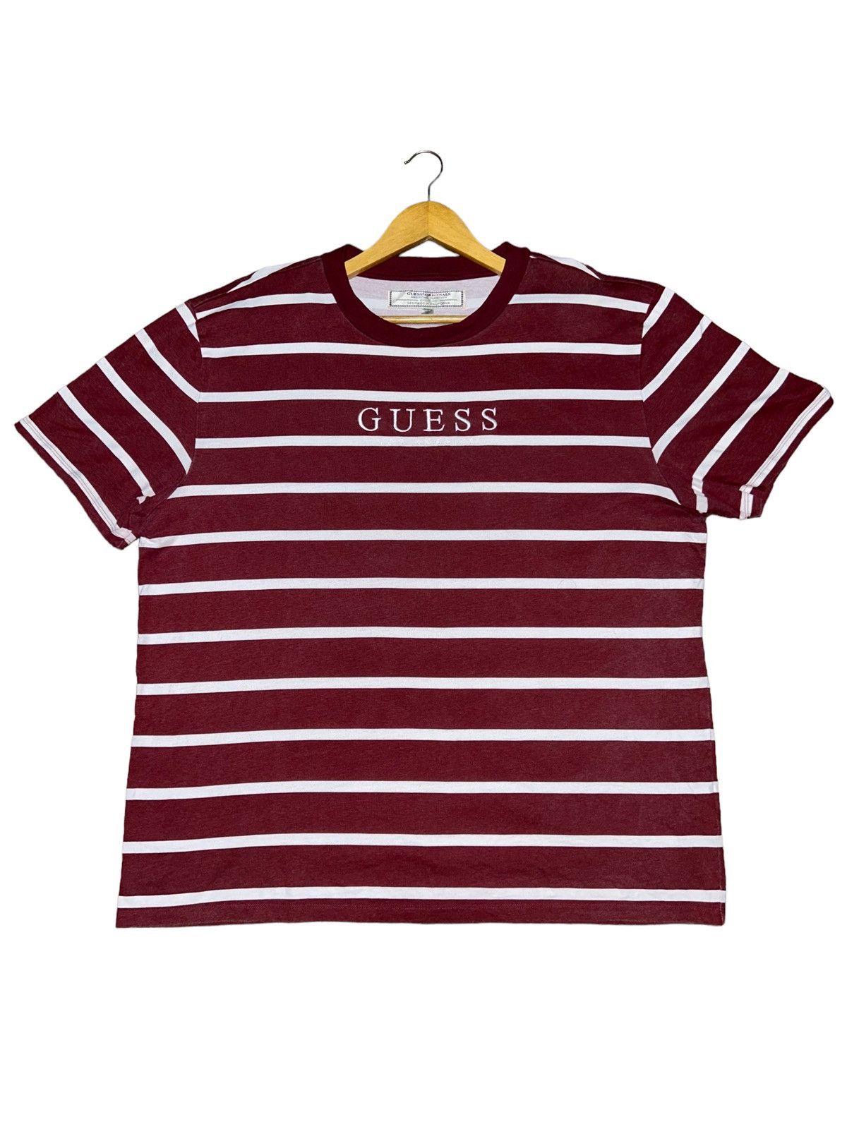 Image of Guess Los Angeles Stripe Tshirt in Red, Men's (Size XL)