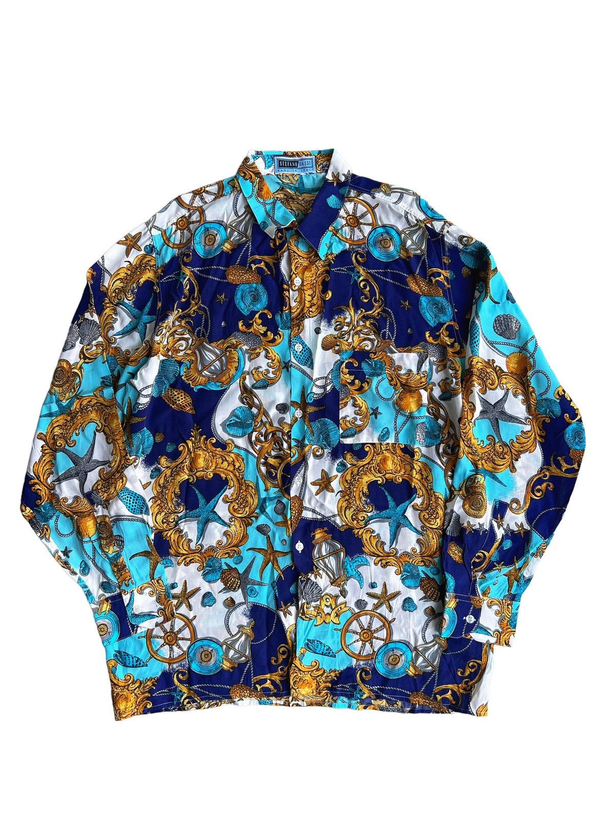 Barque × Versace Prototype Stefano Dassi 🇮🇹 Chain Baroque Luxury Rayon Shirt Size US M / EU 48-50 / 2 - 3 Thumbnail