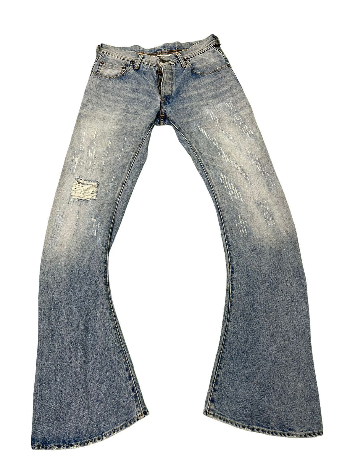 Japanese Brand Flare Jeans WJK Japan Distress Banana Curv Leg Boot Cut 6🟦0 Size US 30 / EU 46 - 2 Thumbnail