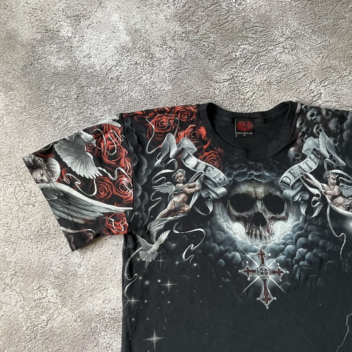 Vintage Vintage Y2K Skeleton Graphic Tee Goth Horror Faded Black M Size US M / EU 48-50 / 2 - 4 Thumbnail