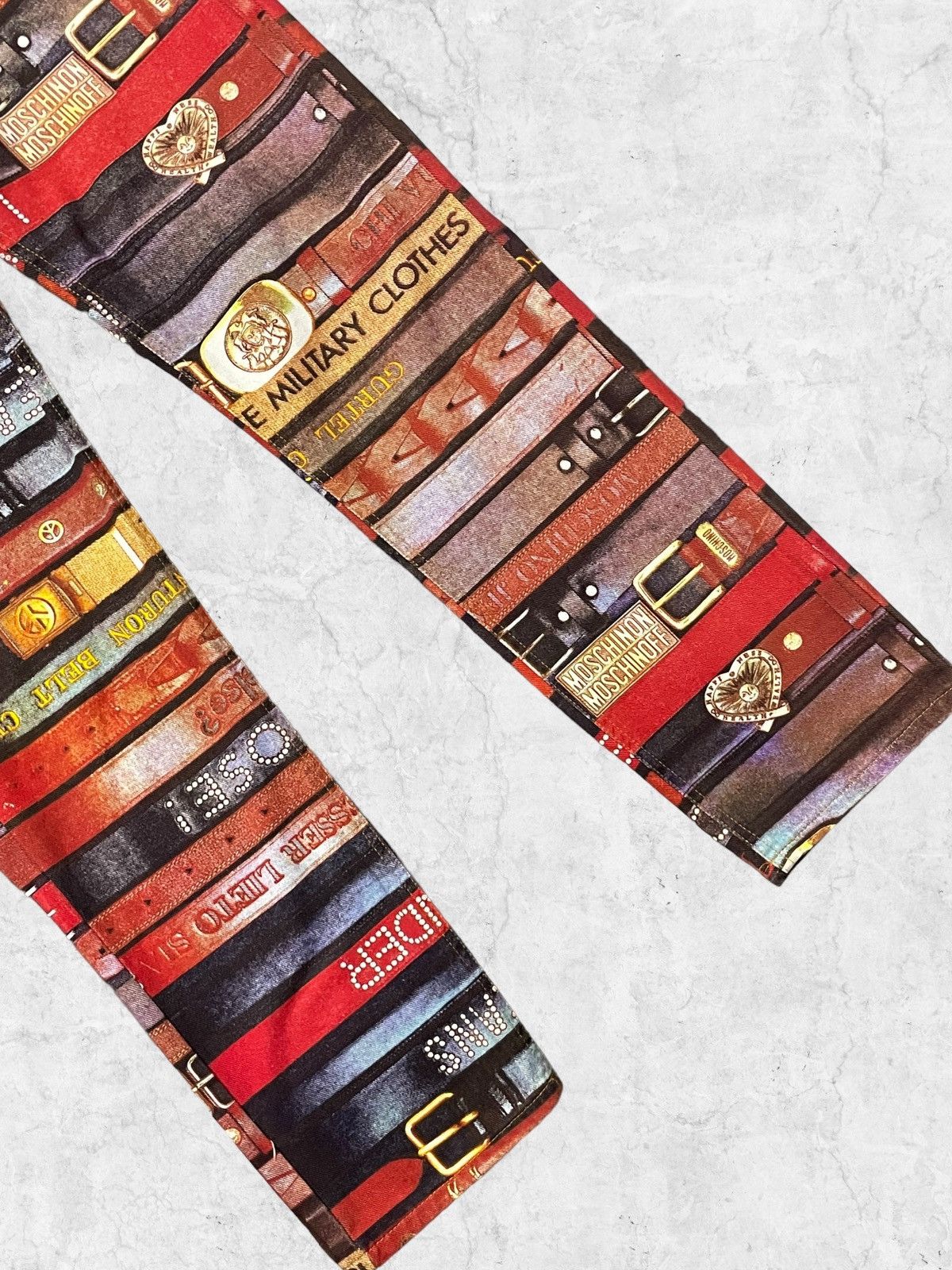 Moschino × Vintage Moschino Belt All Over Print Denim With Leather Racoon Belt Size US 32 / EU 48 - 8 Thumbnail