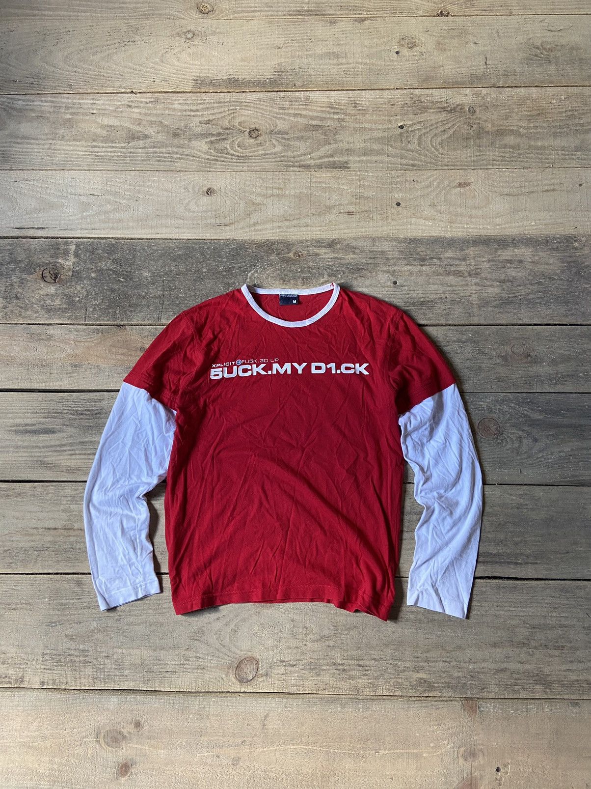 image of Crazy Shirts x Vintage Fishbone 5Uck My Dick Tee Worn Central Cee in Red, Men's (Size Medium)