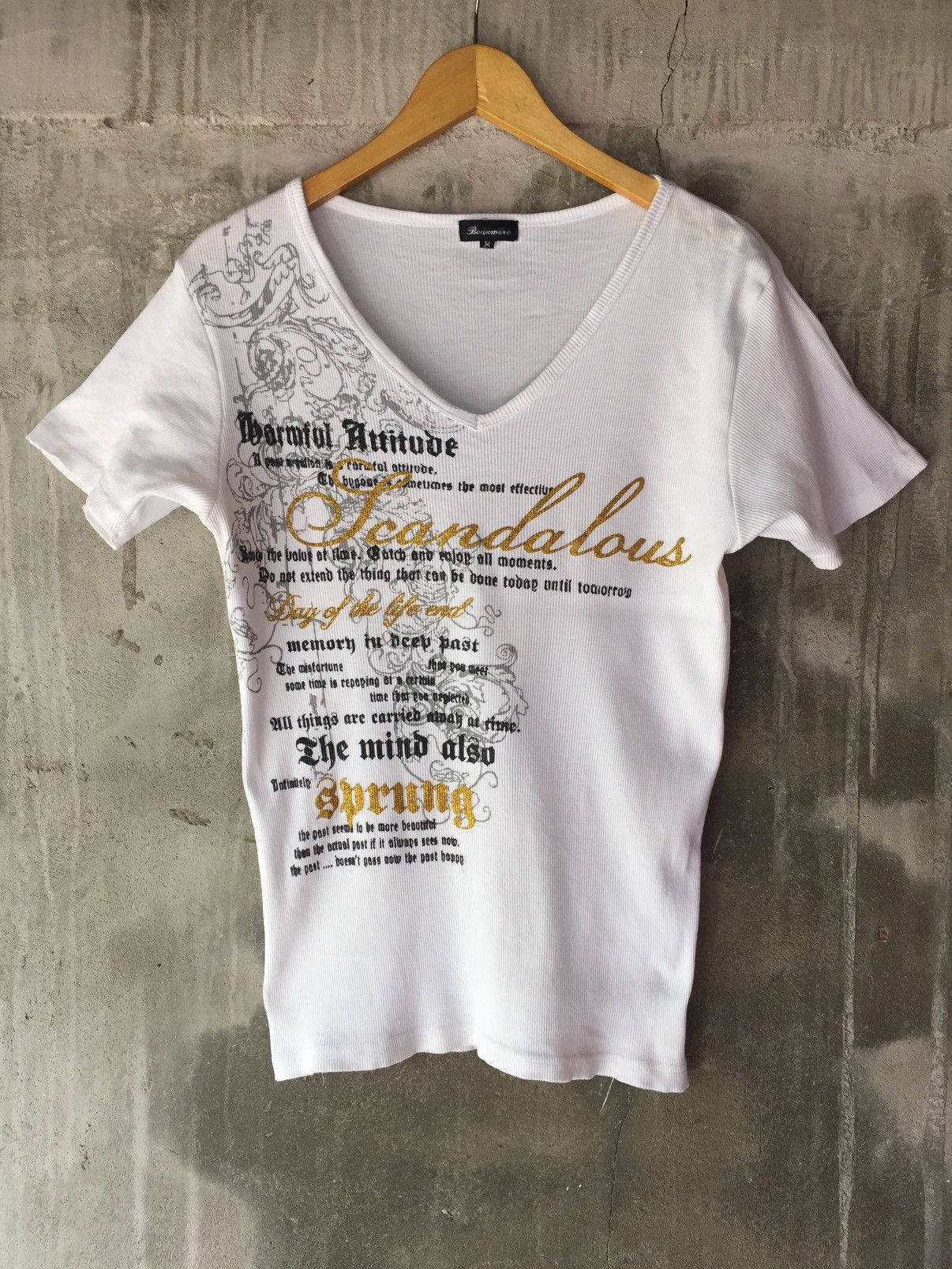 image of 14Th Addiction x Hysteric Glamour Japanese Beaumere Art Quotes Tee in White, Men's (Size Medium)