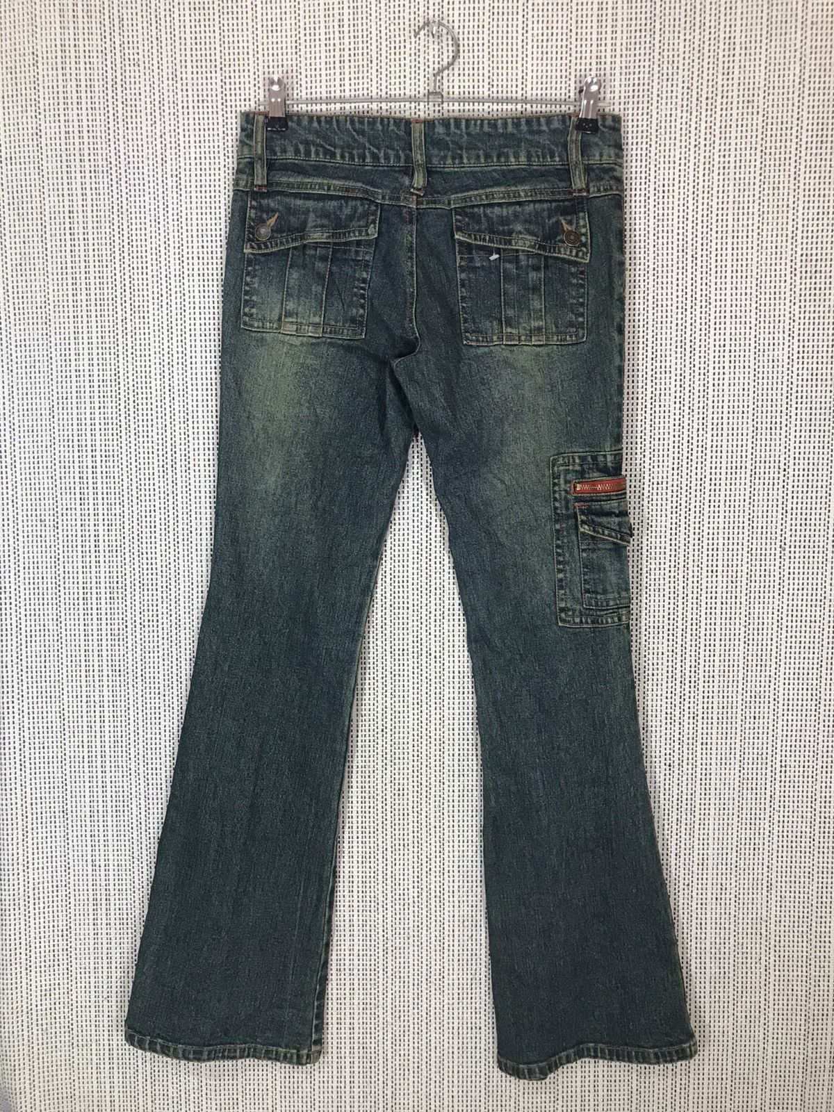 14th Addiction × Japanese Brand × Seditionaries 🔥FLARED🔥JKG DENIM BOOTCUT FLARED GREEN WAXED Size US 30 / EU 46 - 8 Thumbnail