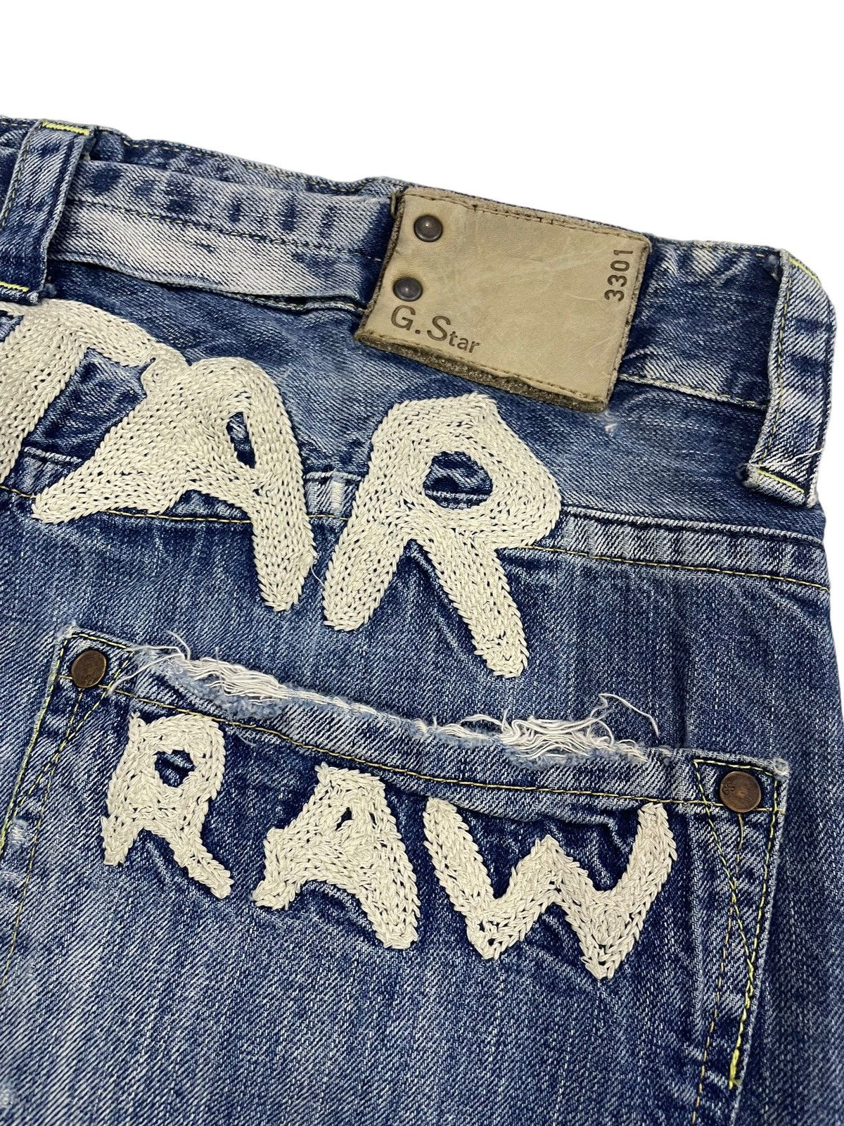 G-Star Vintage Gstar Raw Distressed Jeans Embroidery Logo Size US 34 / EU 50 - 7 Thumbnail