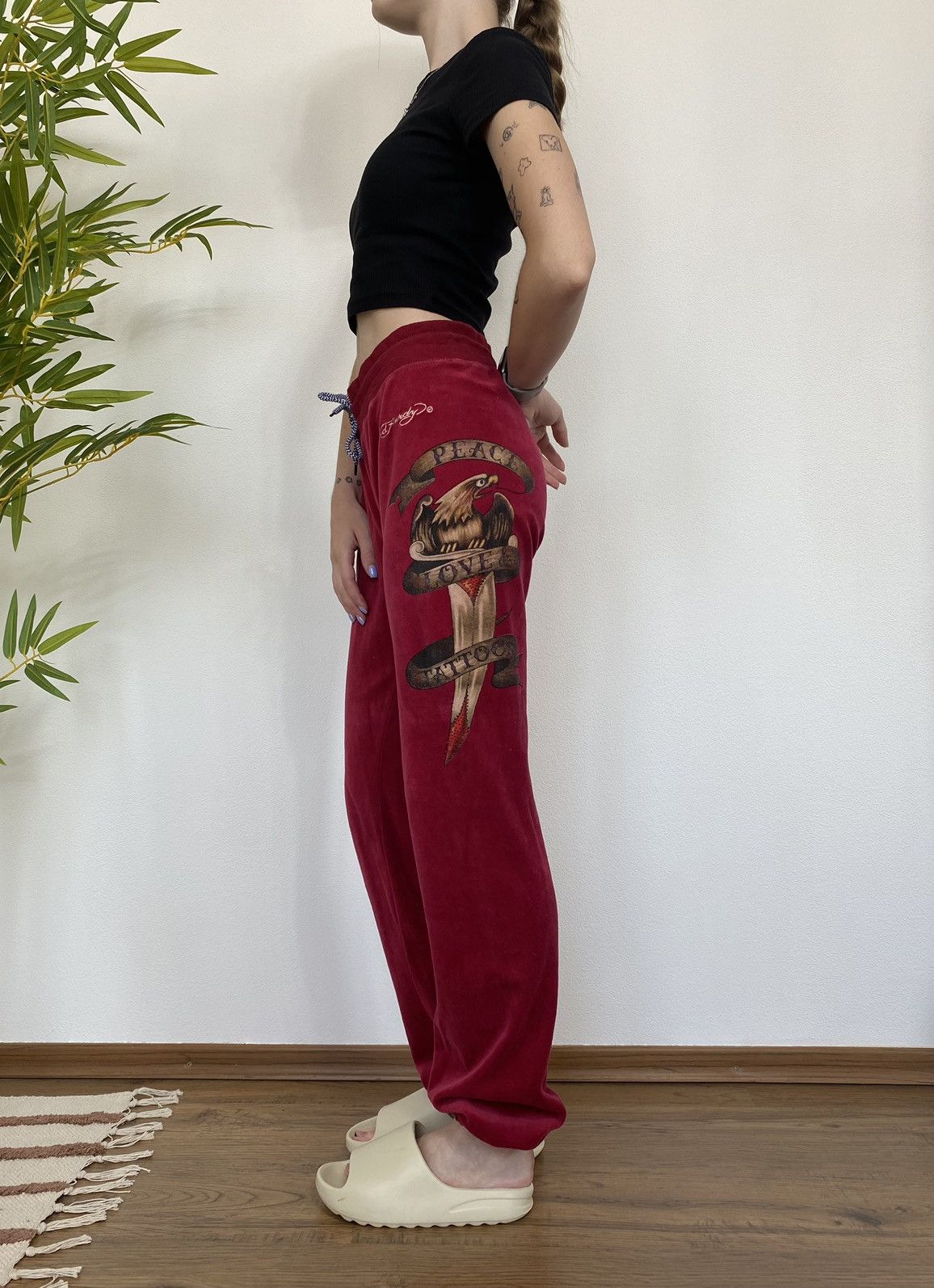 Christian Audigier ED HARDY VELOUR EAGLE SWEATPANTS Size 27" / US 4 / IT 40 - 7 Thumbnail