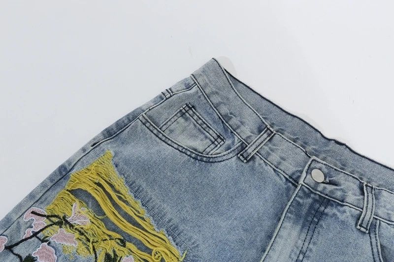 Japanese Brand × Jean Embroidered Patch Denim Ripped Streetwear Jeans Size US 32 / EU 48 - 5 Thumbnail