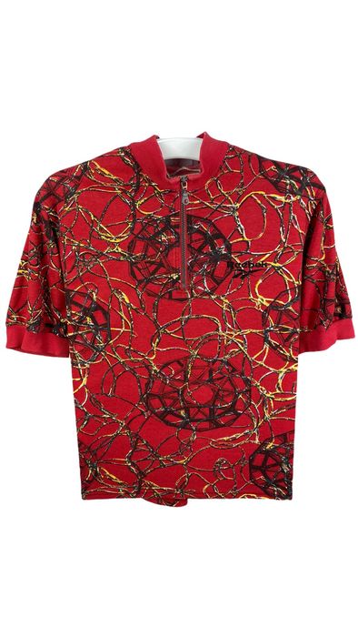 Vintage 🔥LASTDROP🔥 90s Reebok Cycling Abstract Red Jersey