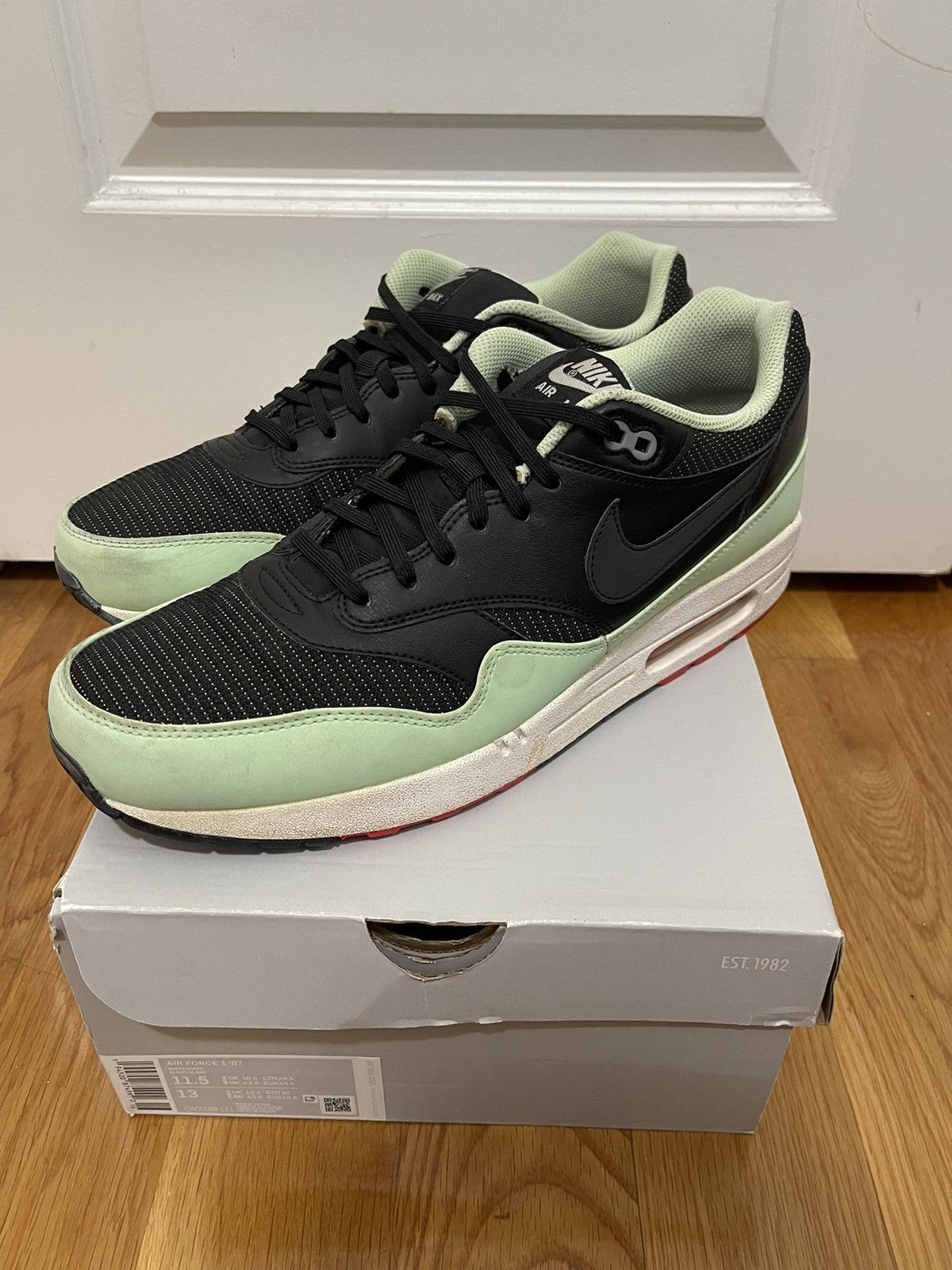 image of Nike Airmax 1 Fb Shoes in Black/Fresh Mint, Men's (Size 12)