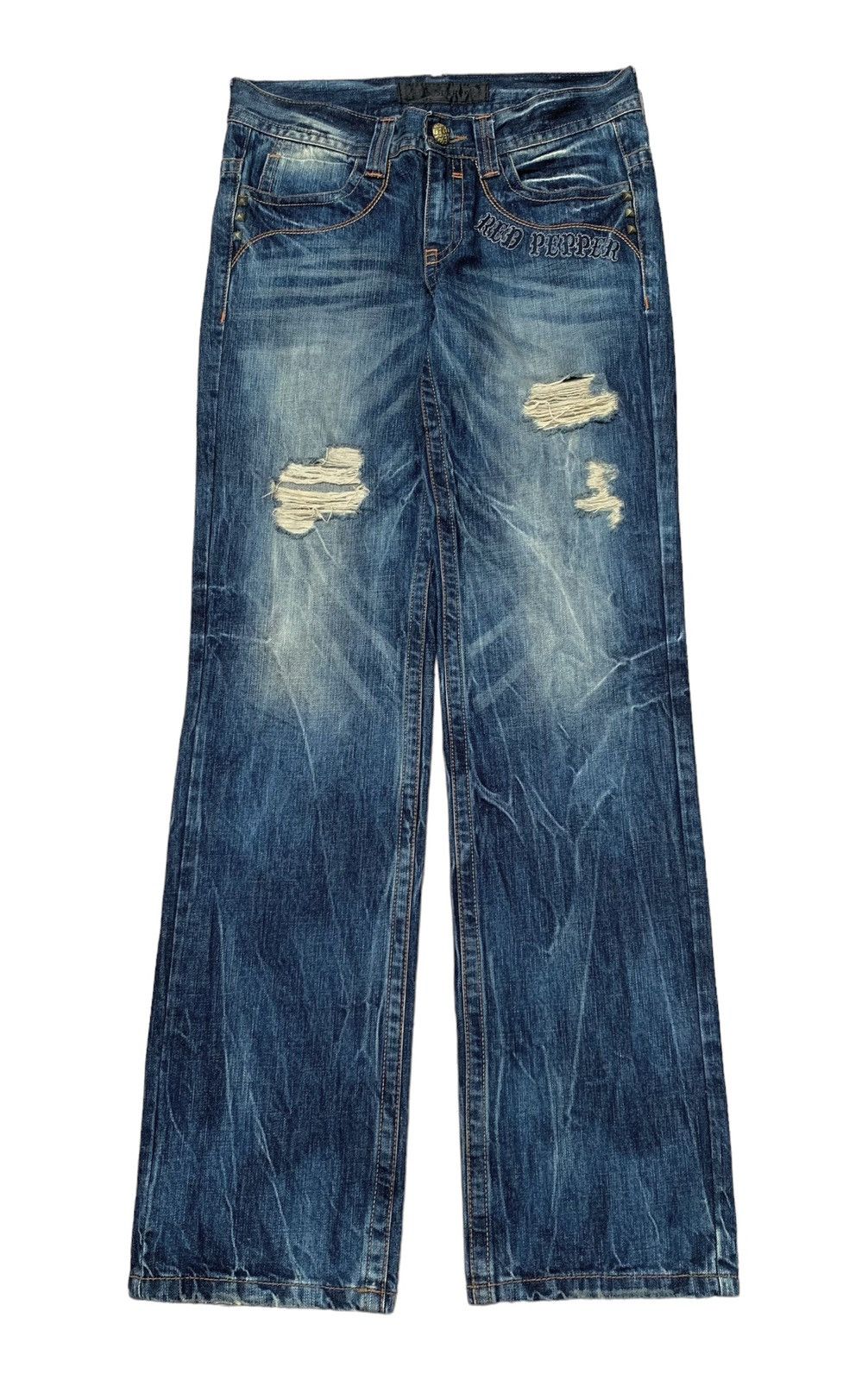 If Six Was Nine Rare Vintage Brand Red Pepper Distressed Flared Jeans 1990s Size US 30 / EU 46 - 1 Thumbnail