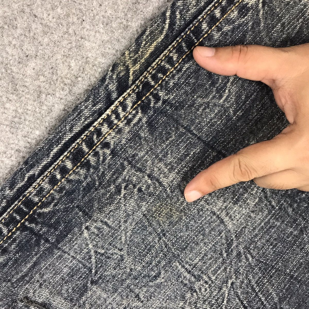 Japanese Brand ACID WASH JEANS JAPANESE PUNK BLUE FADED DISTRESSED PANTS Size US 34 / EU 50 - 16 Thumbnail