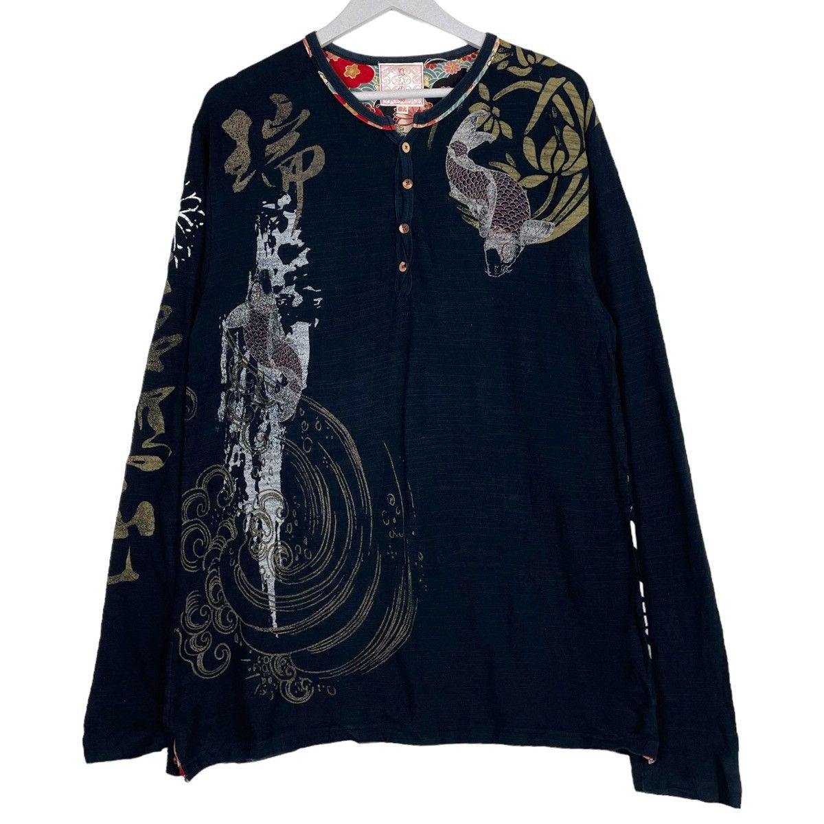 Indigo × Japanese Brand 💥JAPANESE SUKAJAN LONGSLEEVE FULL PRINTED TSHIRT Size US L / EU 52-54 / 3 - 1 Thumbnail