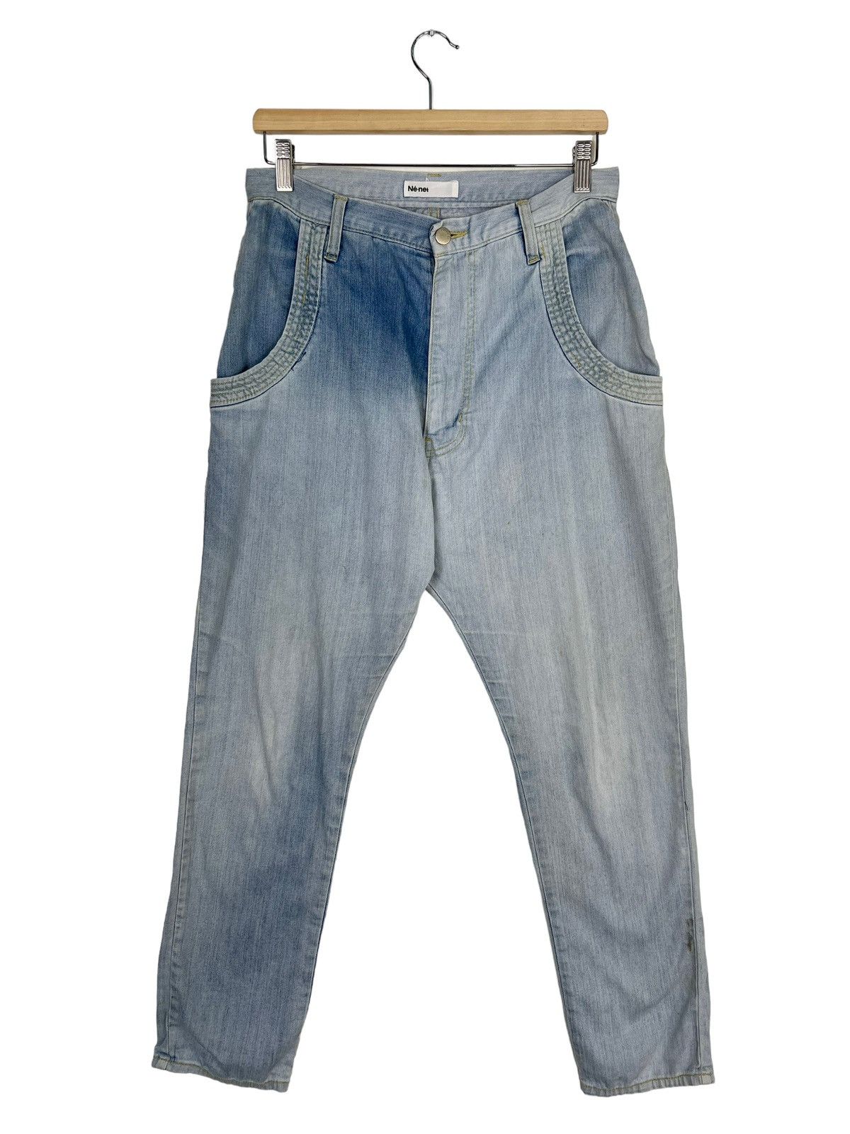 Issey Miyake 🔥 NENET PICMENT DYED ICE BLUE MONKEY DENIM PANTS Size US 30 / EU 46 - 3 Thumbnail