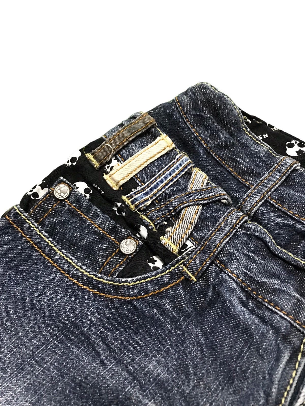 🔥BEST OFFER🔥 Batsu Studio Double Waist Skull Denim Jeans
