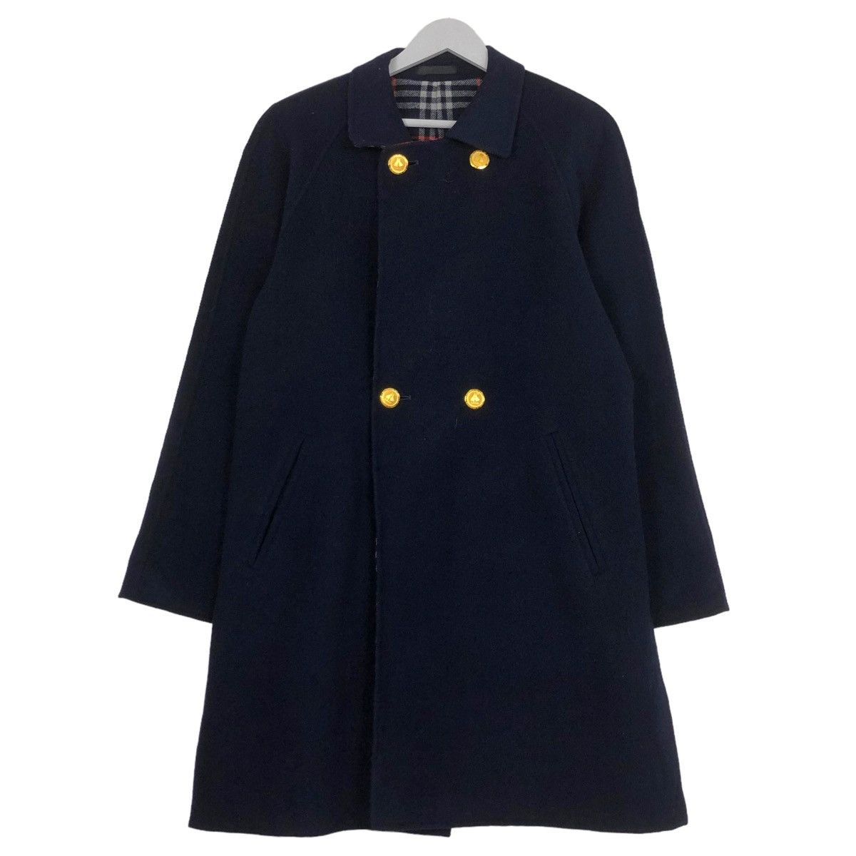 Burberry × Burberry Prorsum × Vintage 💥BURBERRYS NOVA CHECK VINTAGE NAVY WOOL LONG JACKET Size US L / EU 52-54 / 3 - 2 Thumbnail