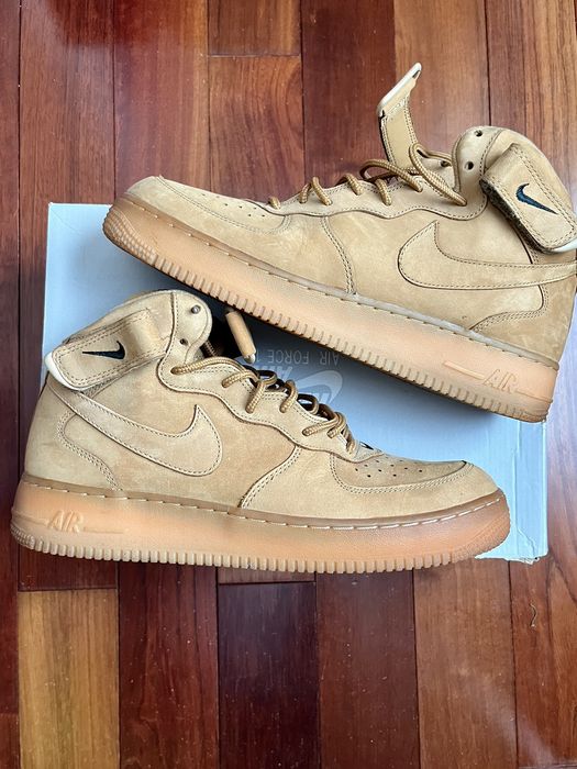 Nike 2015 AIR FORCE 1 MID '07 PRM QS FLAX | Grailed