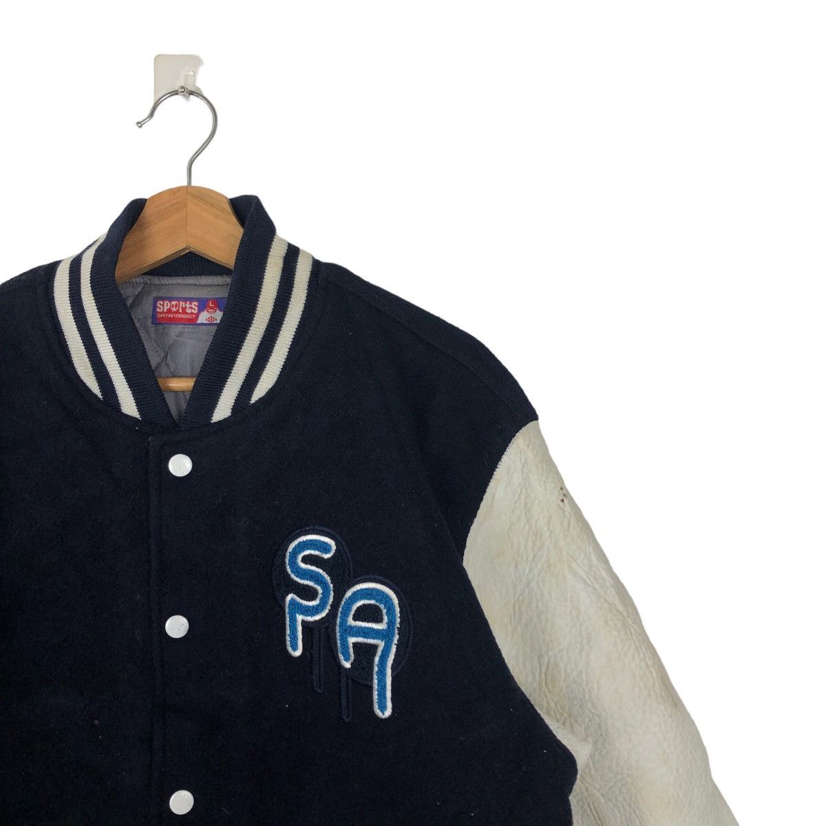 Japanese Brand VINTAGE VARSITY JACKET BAND LEATHER SPORTS SATAN ARBEIT Size US M / EU 48-50 / 2 - 5 Thumbnail