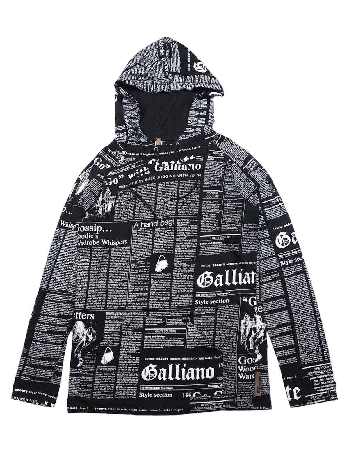 John Galliano Archive John Galliano newspaper print hoodies