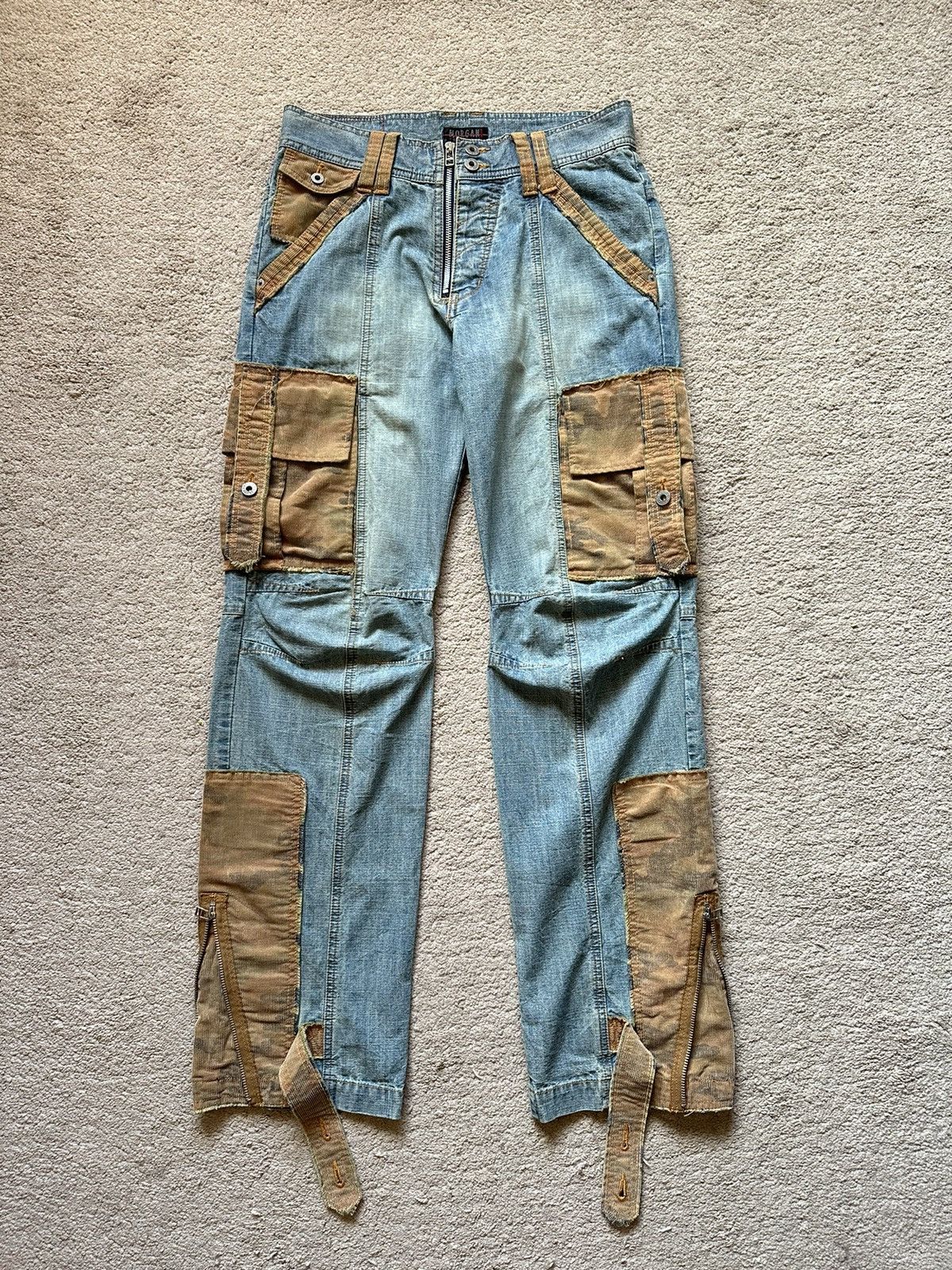 image of If Six Was Nine x Morgan Homme 1990S Morgan Homme Reconstruct Patchwork Baggy Cargo Pant in Blue (S