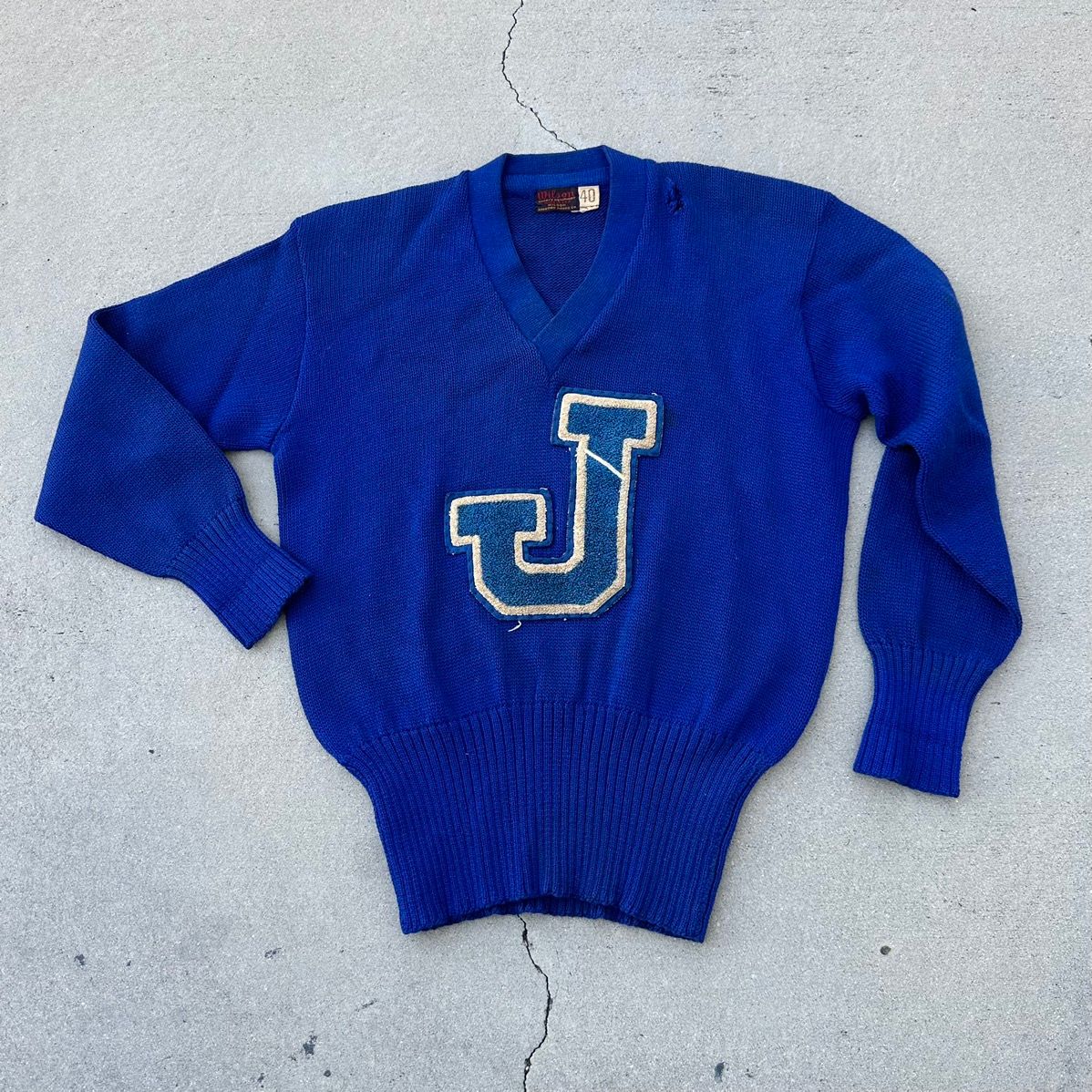 Vintage True Vintage 40s Wilson “J” Letterman Knit Sweater | Grailed