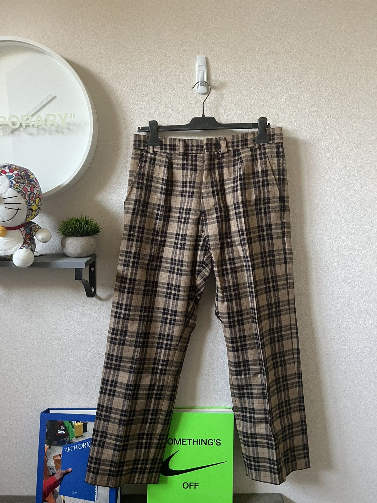 image of Enfants Riches Deprimes British Carseat Checkered Trousers in Camel, Men's (Size 38)