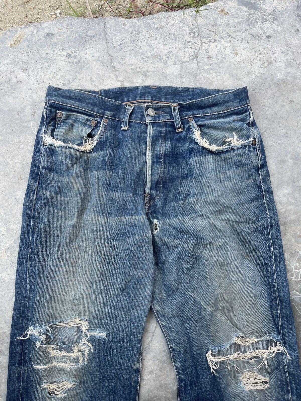 Edwin Vintage Edwin 505 Straight Cut Distressed Baggy Jeans Size US 32 / EU 48 - 4 Thumbnail